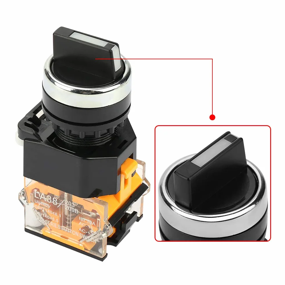 Momentary pokrętło LA38-11BX22 Mini 2 pozycje samoresetujący przełącznik obrotowy Momentary Switch 22 mm średnica otworu montażowego
