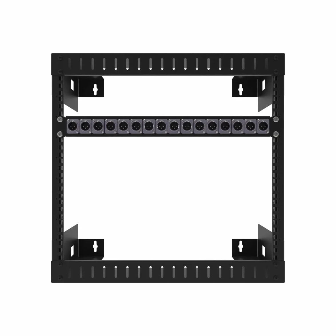 Panel 1U do montażu na zawiasach XLR HDMI 19 cali z 16 wykrojnikami serii D do szafy audio serwera