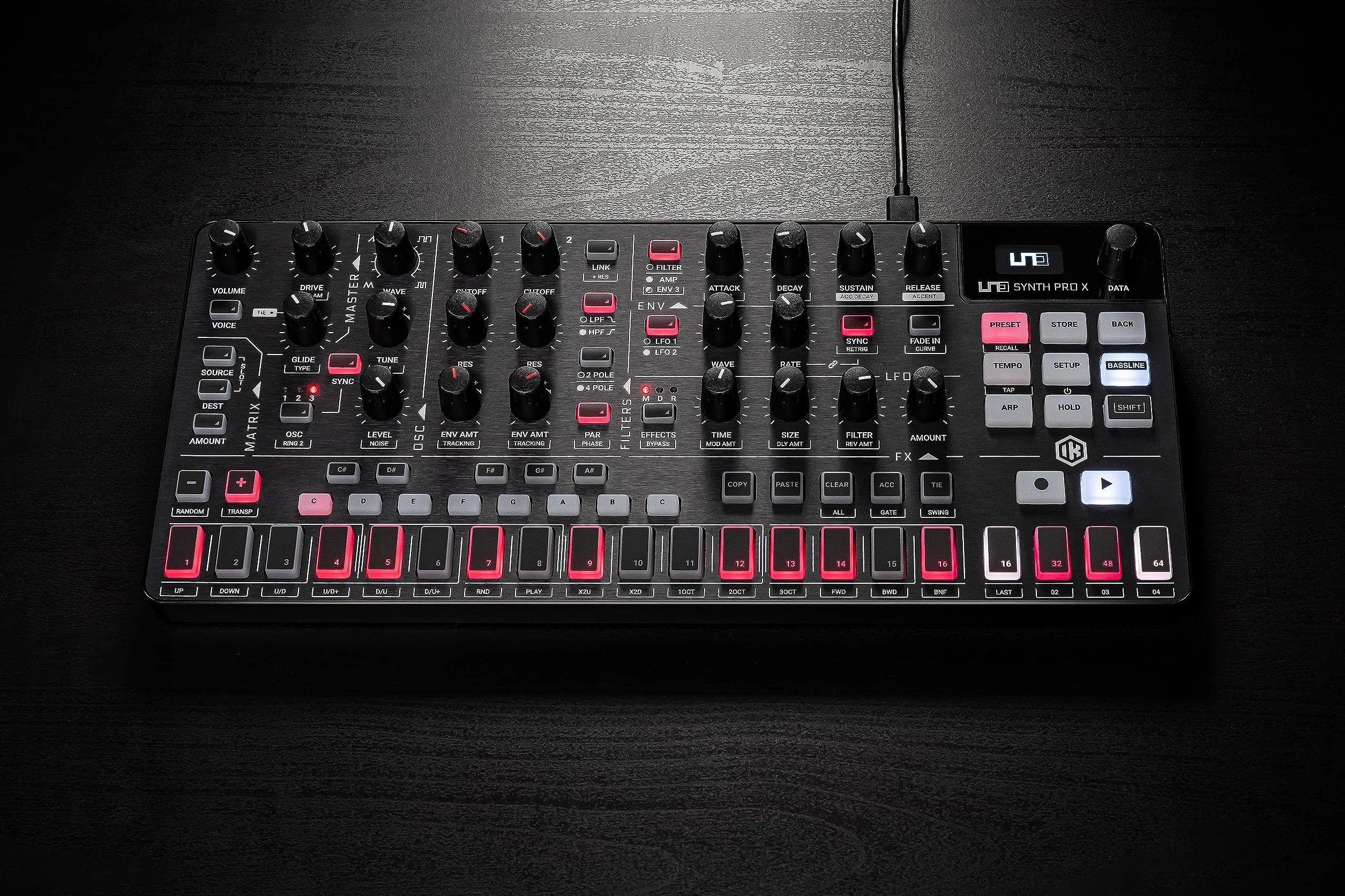 IK Multimedia UNO Synth PRO X, Paraphonic dual-filter analog synthesizer with paraphonic sequencer, integrated FXs and CV connections