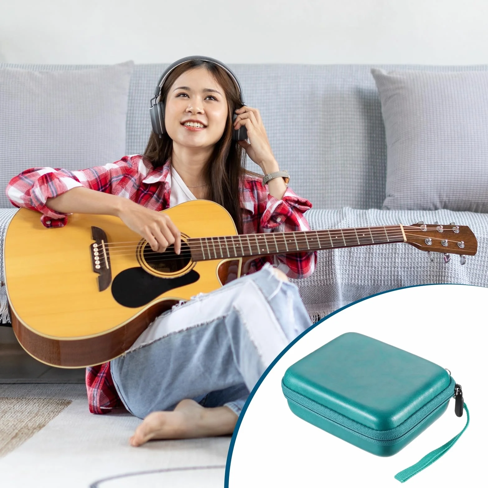QUARKZMAN Etui na plektra do gitary ze sztucznej skóry PU Akustyczna Elektryczna Gitara Plektro Torba Granatowa