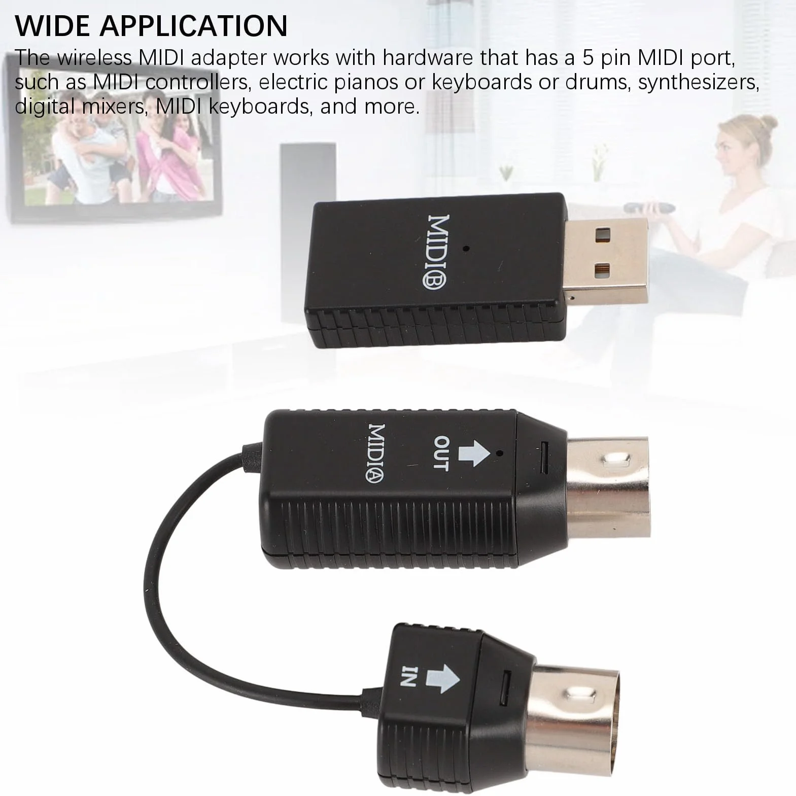 Adapter Bezprzewodowy MIDI Bezprzewodowy System Transmisji MIDI MIDI na USB Kontroler MIDI Plug and Play dla Pianina Cyfrowego Klawiatura do Urządzenia MIDI dla Systemu OS X dla
