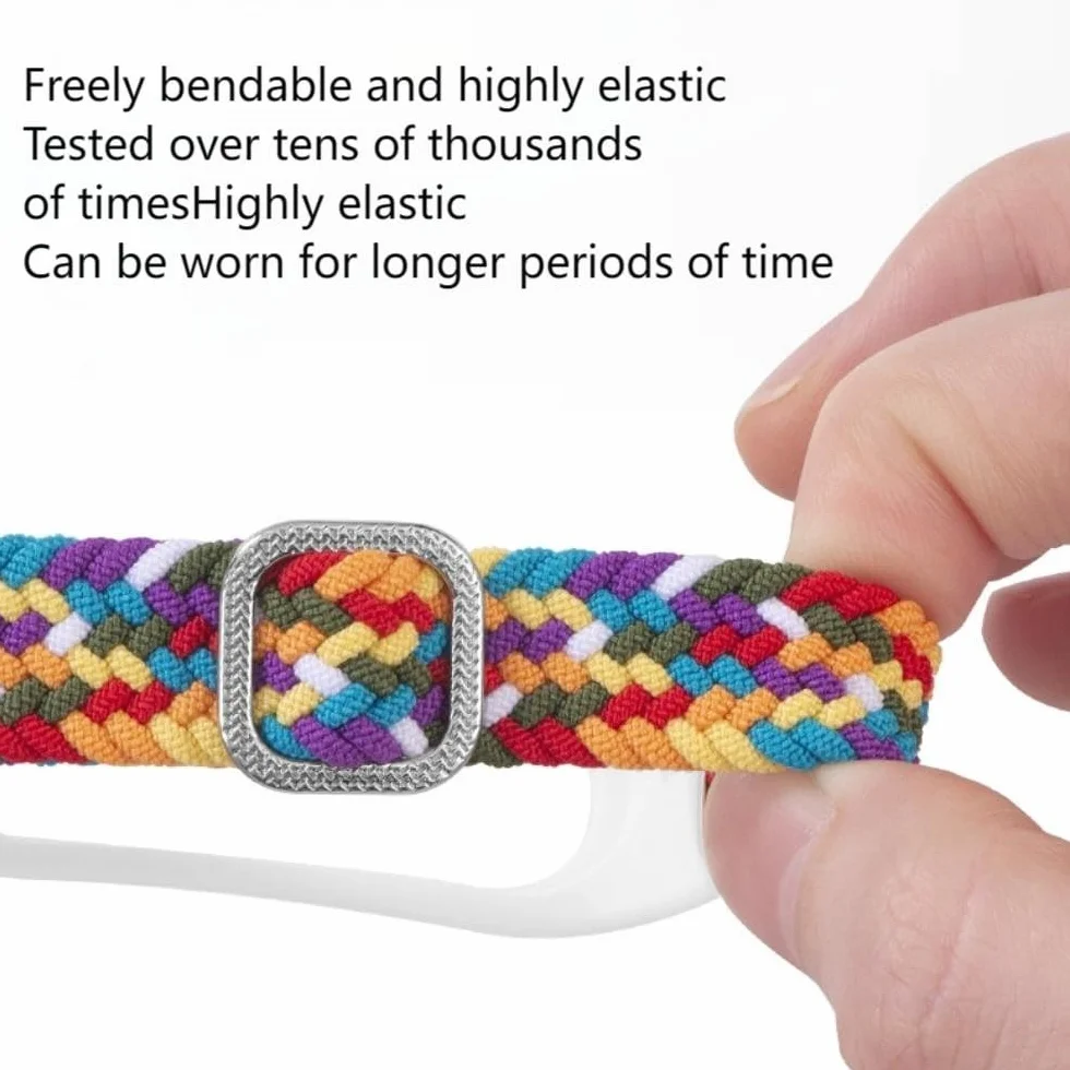Pleciona bransoletka zastępcza, kompatybilna z Xiaomi Mi Band 7/6/5/Smart Band 4/Band 3/NFC/Amazfit Band 5, elastyczny, nylonowy, akcesoria, miękki materiał, pasek do zegarka dla kobiet i mężczyzn