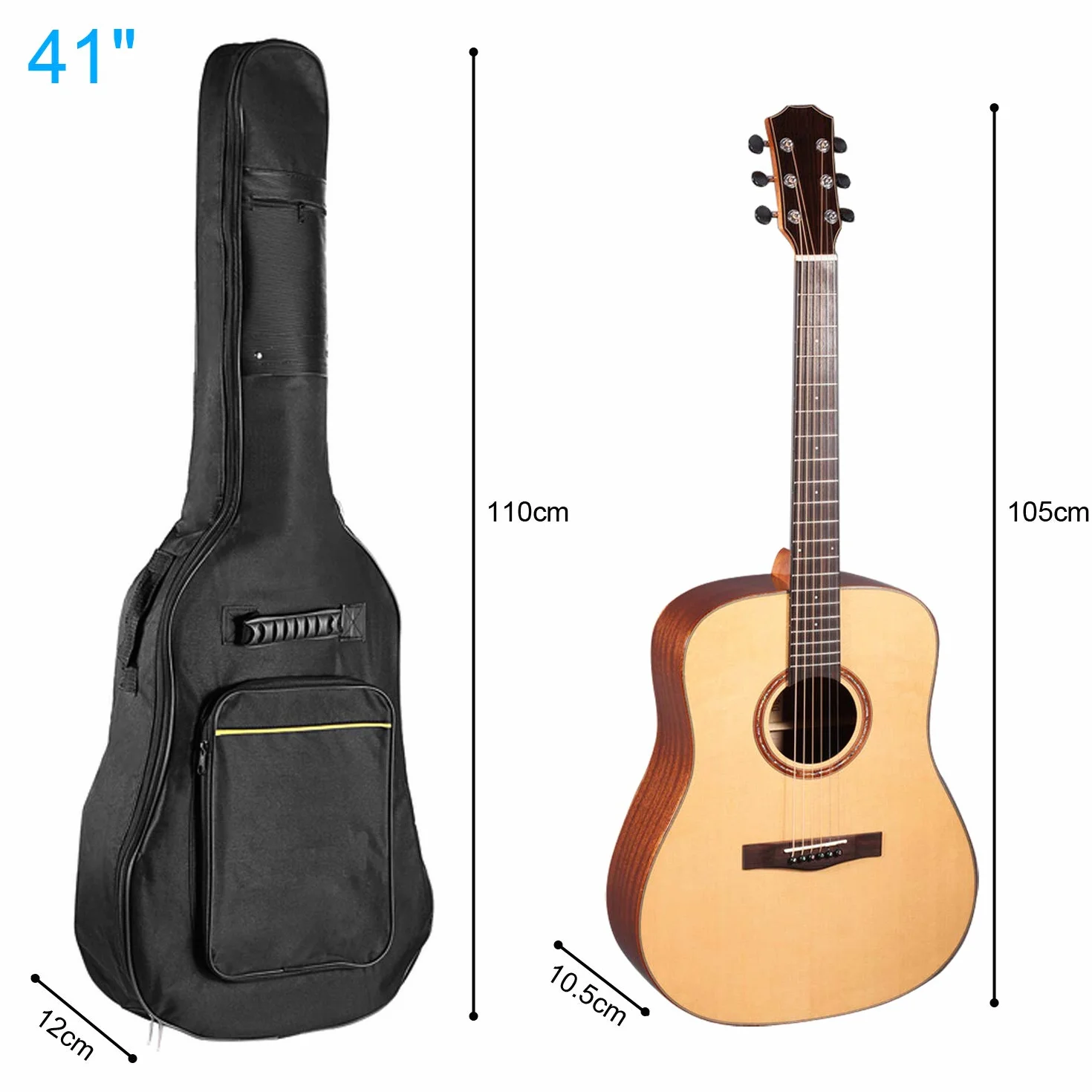 TRIXES pikowany pokrowiec na gitarę akustyczną i klasyczną 4/4