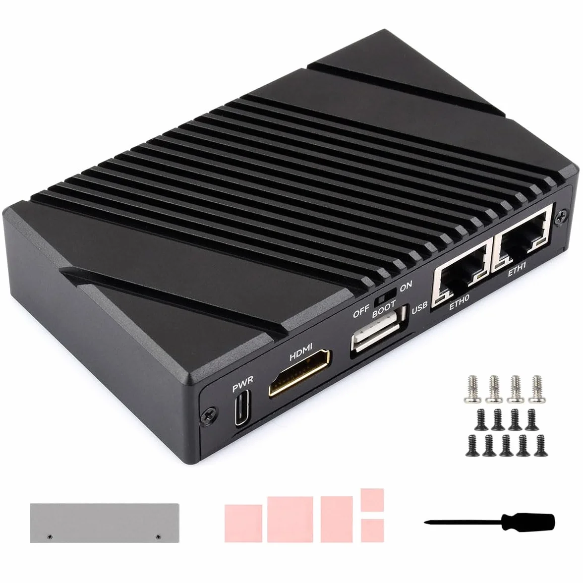 Waveshare CM5-DUAL-ETH-BOX-B, Gigabit/2.5G Dual Ethernet Mini-Computer (B) Based On Pi CM5(NOT Included), Dual RJ45 Ethernet Ports, Support 4K Display Output & Dual MIPI Interfaces