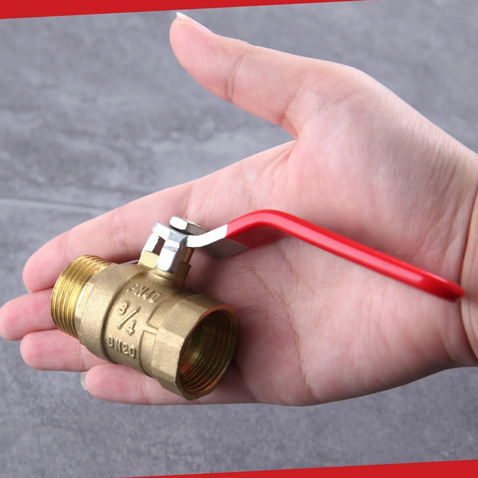LEONTOOL Mosiężny zawór kulowy G3/10.2 cm gwint męski x żeński, przełącznik odcinający zawór kulowy o dużej wytrzymałości z uchwytem dźwigniowym, bez mosiężnego montażu, 300WOG (woda, olej i gaz