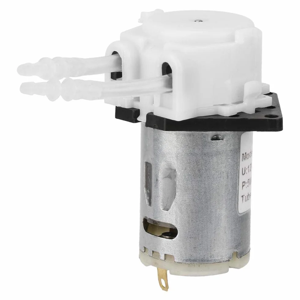 12 V Dc Mikrodozująca Pompa Perystaltyczna Głowica Dozująca Samozasysająca Perystaltyczna Pompa Cieczy (Diy) 2 * 4 Probówki Do Analizy Chemicznej W Laboratorium Akwariowym (Biała)