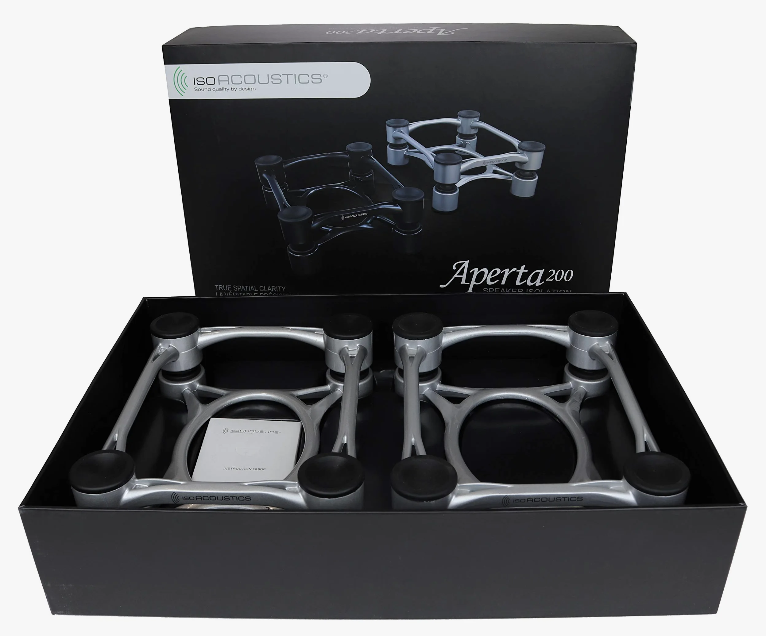 IsoAcoustics Aperta Aperta200 antywibracyjne uchwyty głośników z regulowanym nachyleniem (20 x 25,4 cm) czarne, zestaw 2 sztuk