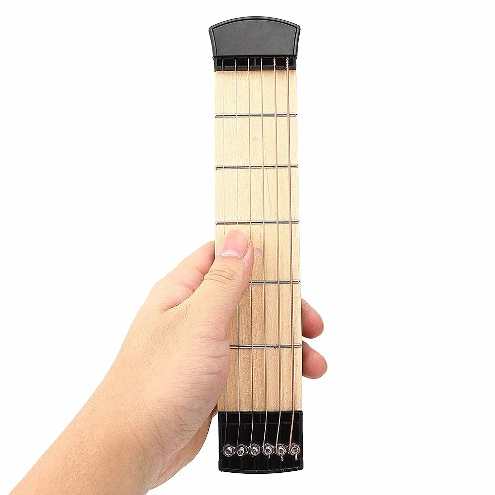 Kieszonkowa Gitara Treningowa na Szyję Przenośna 6-progowa Kieszonkowa Gitara do ćwiczenia Akordów Narzędzie dla Początkujących Trenerów Akordów Palcowania