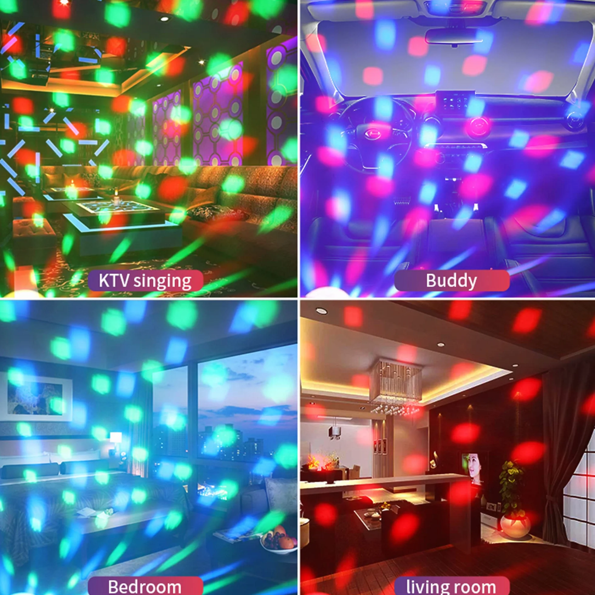 Mini Kula Dyskotekowa z lampką nocną, Światła atmosfery samochodu USB kontrolowana muzyka Strobe Magic Ball z pilotem do dekoracji imprezowej DJ klub scena urodziny
