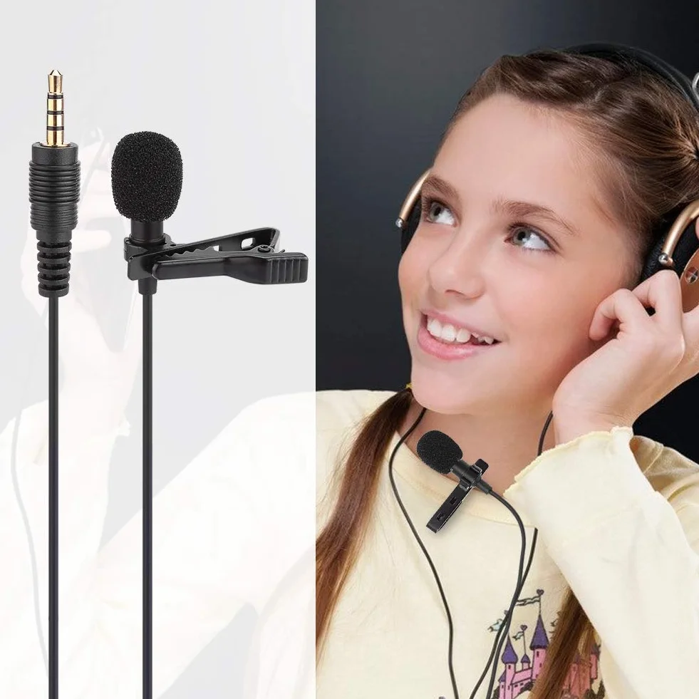 Przypinany mikrofon, przypinana klapa z przewodem mini jack 3,5 mm, mikrofon pojemnościowy zestawu głośnomówiącego, mikrofon, mikrofon lavalier do podcastów, nagrywania, lustrzanka cyfrowa, aparat, smartfon, komputer, laptop