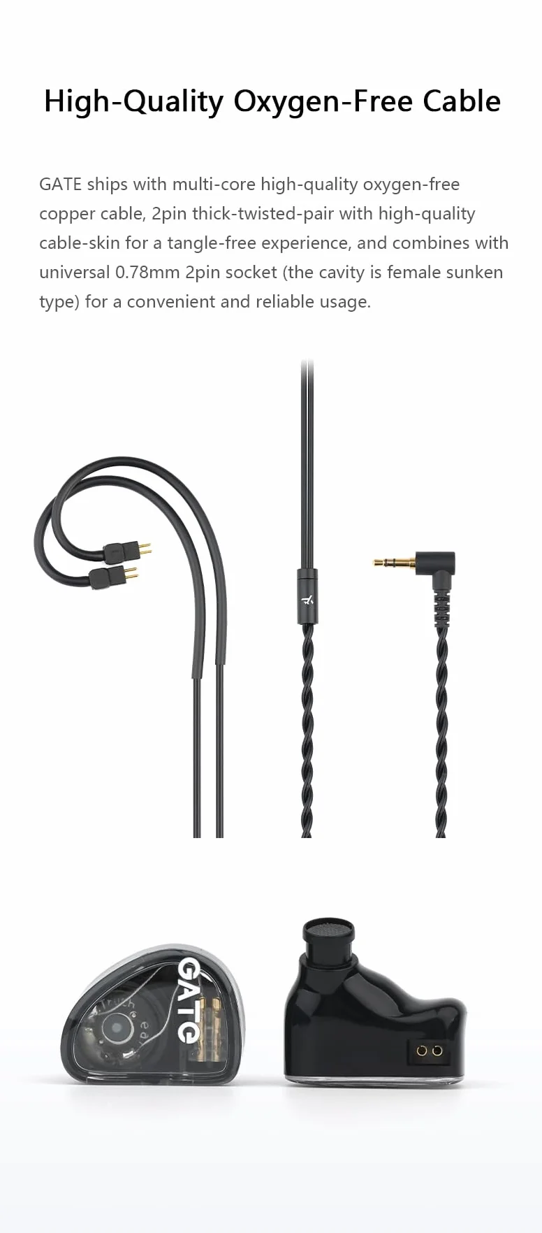 Fanmusic TRUTHEAR GATE ekonomiczne słuchawki douszne z dynamicznym przetwornikiem z kablem 2Pin 0,78 (białe, z mikrofonem)
