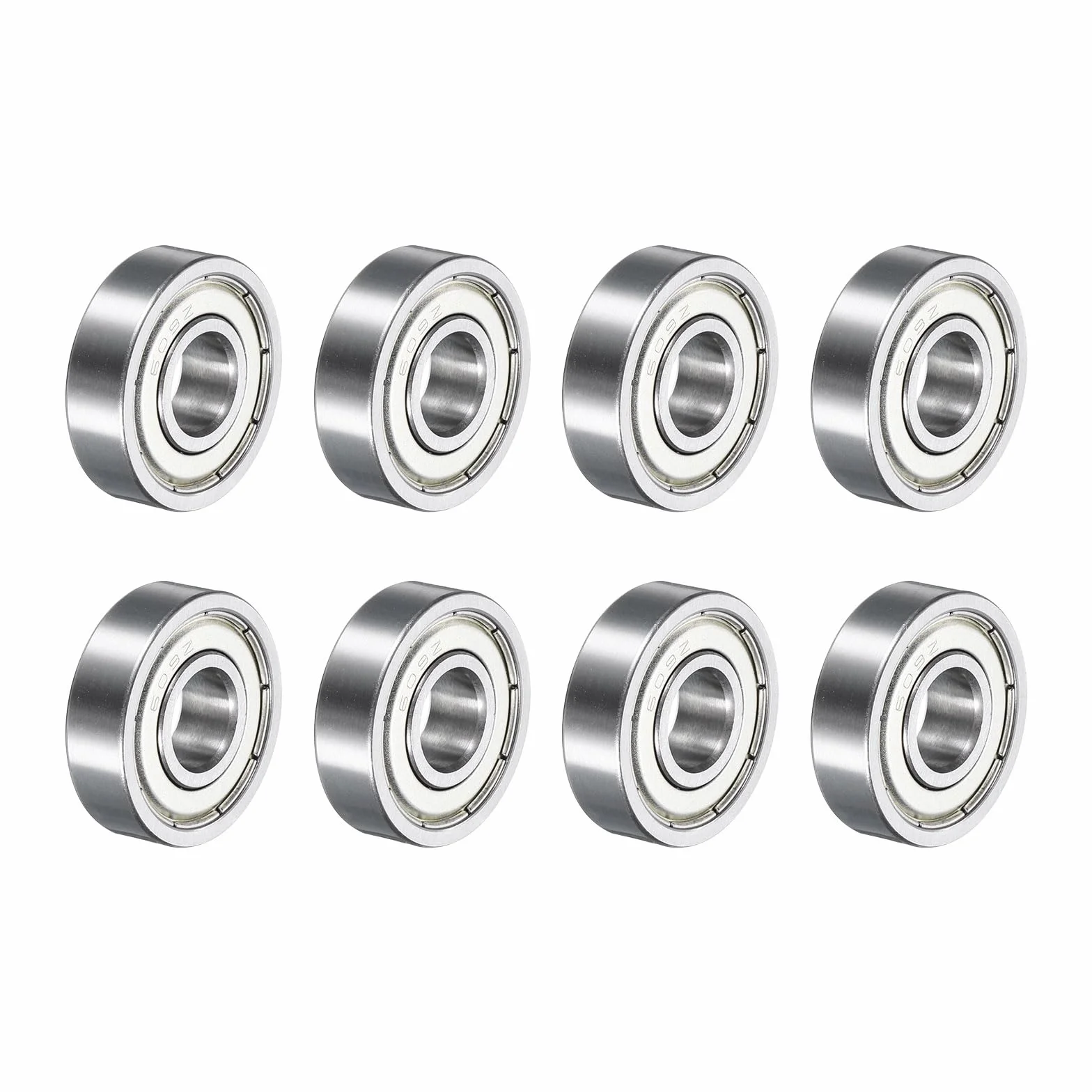 QUARKZMAN 8 sztuk 609ZZ sztywne łożyska kulkowe 9 x 24 x 7mm podwójne ekranowanie ze stali węglowej do silnika elektrycznego, AGD, maszyny ogrodowe, srebrny odcień