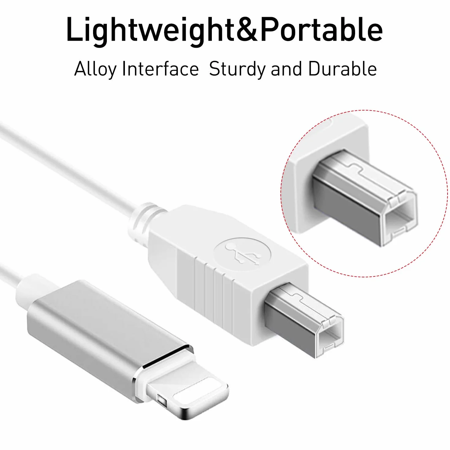 MeloAudio Kabel Lightning na MIDI Kabel USB 2.0 Lightning do Typu B OTG Kabel High Speed Interconnections Konwerter Klawiatura MIDI, Interfejs Audio, Mikrofon USB, 152 cm
