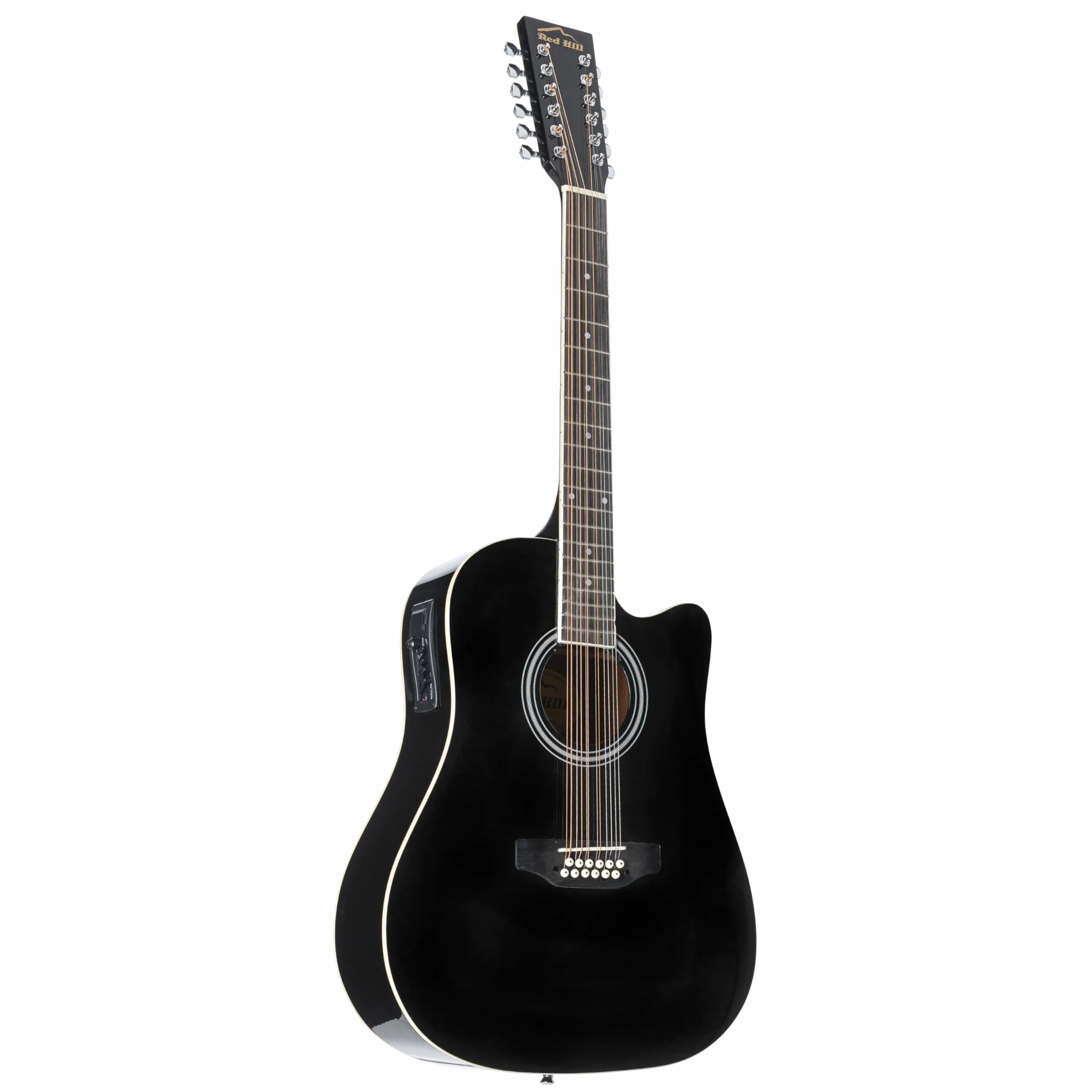 Red Hill AF-8A8C12-BK 12-String Electro-Acoustic Guitar (Black) - Gitara akustyczna 12 strunowa