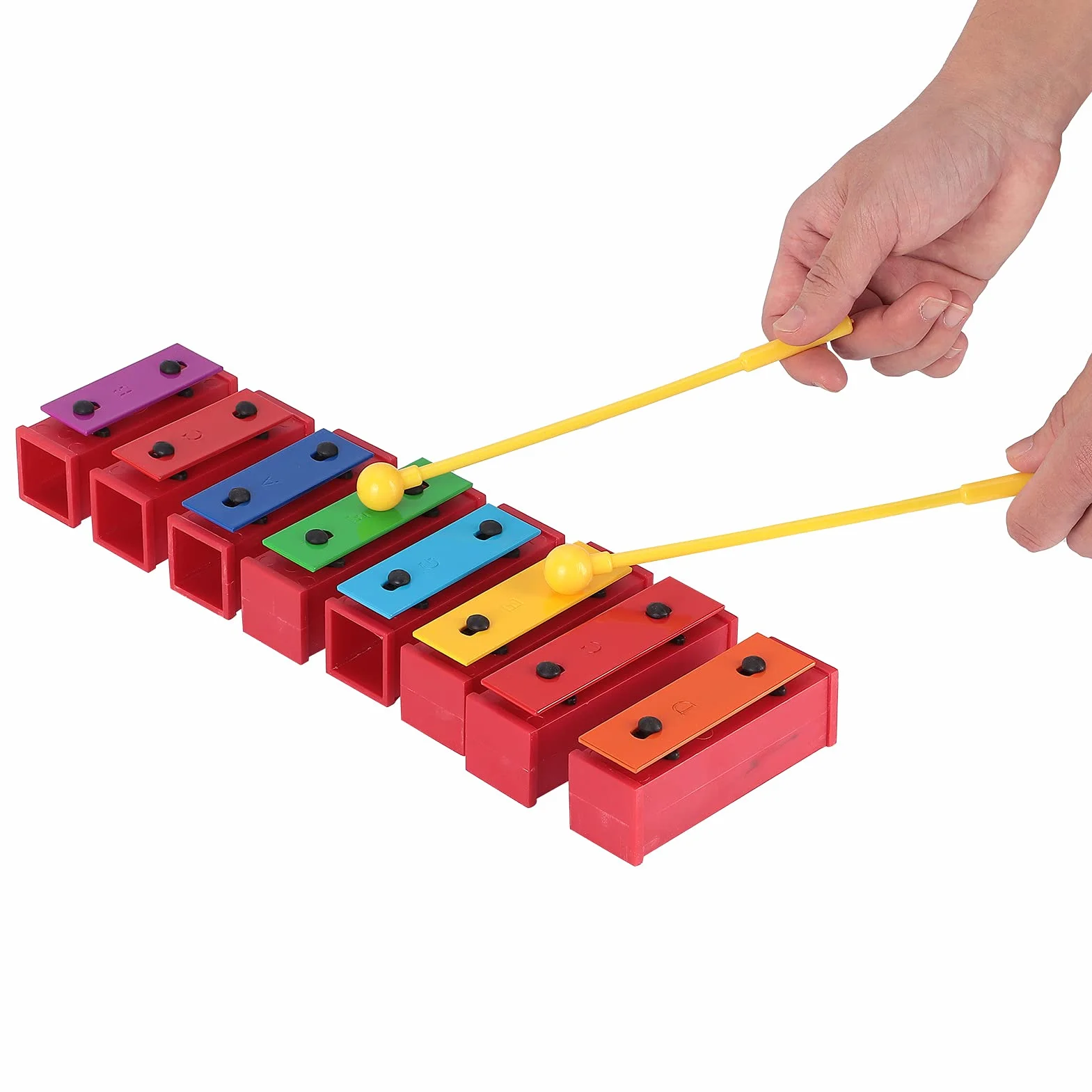 Eujgoov Professional Glockenspiel 8 Note Ksylofonowe Instrumenty Perkusyjne do Gier Rodzinnych lub Muzyczny z 2 Pałeczkami 1 żółte Pudełko