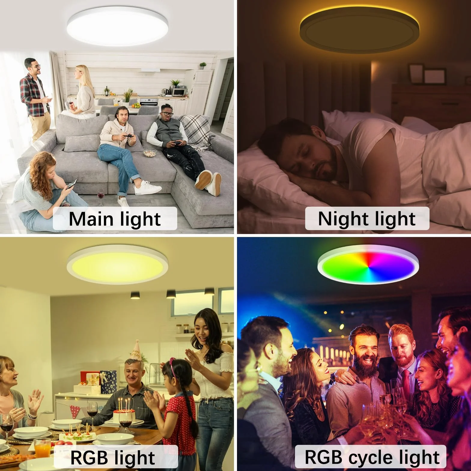Ściemnialna lampa sufitowa LED, 25 W 3200 LM RGB z pilotem zdalnego sterowania, 1800 K ciepła lampka nocna, panel 3000 K-6500K ściemnialny IP54 wodoodporny do sypialni pokoju dziecięcego salonu