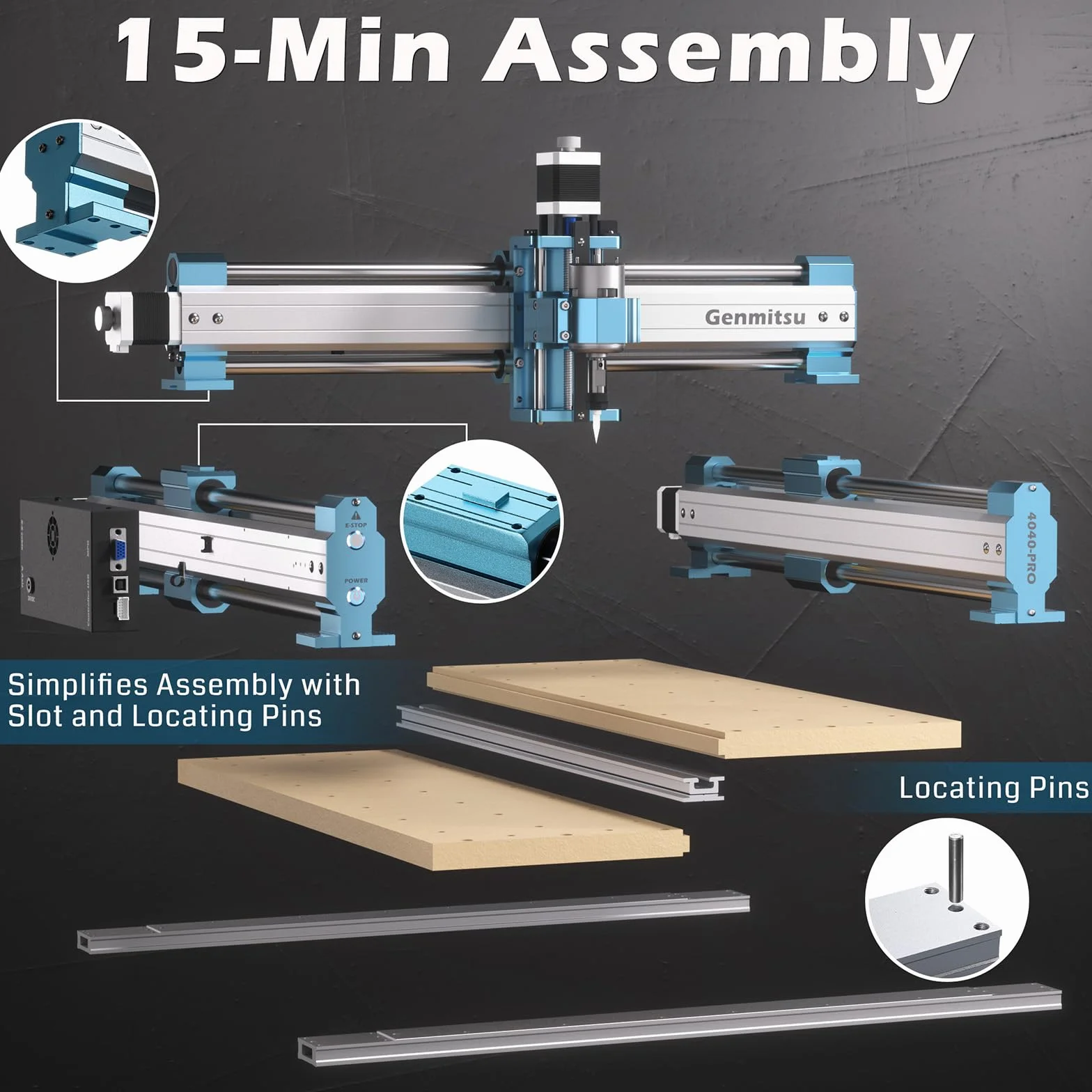Genmitsu Maszyna CNC 4040-PRO do cięcia drewna akrylowego MDF nylonowego rzeźbienia, sterowanie GRBL, 3-osiowa maszyna do routera CNC, obszar roboczy 400 x 400 x 78 mm