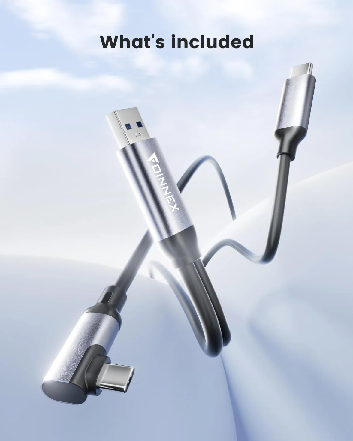 FOINNEX Kabel Link 6 m, kompatybilny z zestawem słuchawkowym Oculus/Meta Quest 2 VR, kabel VR z ładowaniem USB C 60 W, oddzielny kabel wystarczającej ilości zasilania, kabel USB 3.0 na USB C do VR/PC