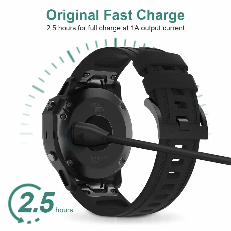AXFEE Ładowarka kompatybilna z bransoletką Garmin, kabel do ładowania USB, zapasowy zegarek, adapter do ładowania, kompatybilna z Garmin Fenix 7 7S 7X, 6 6S 6X, Fenix 5 5S 5X