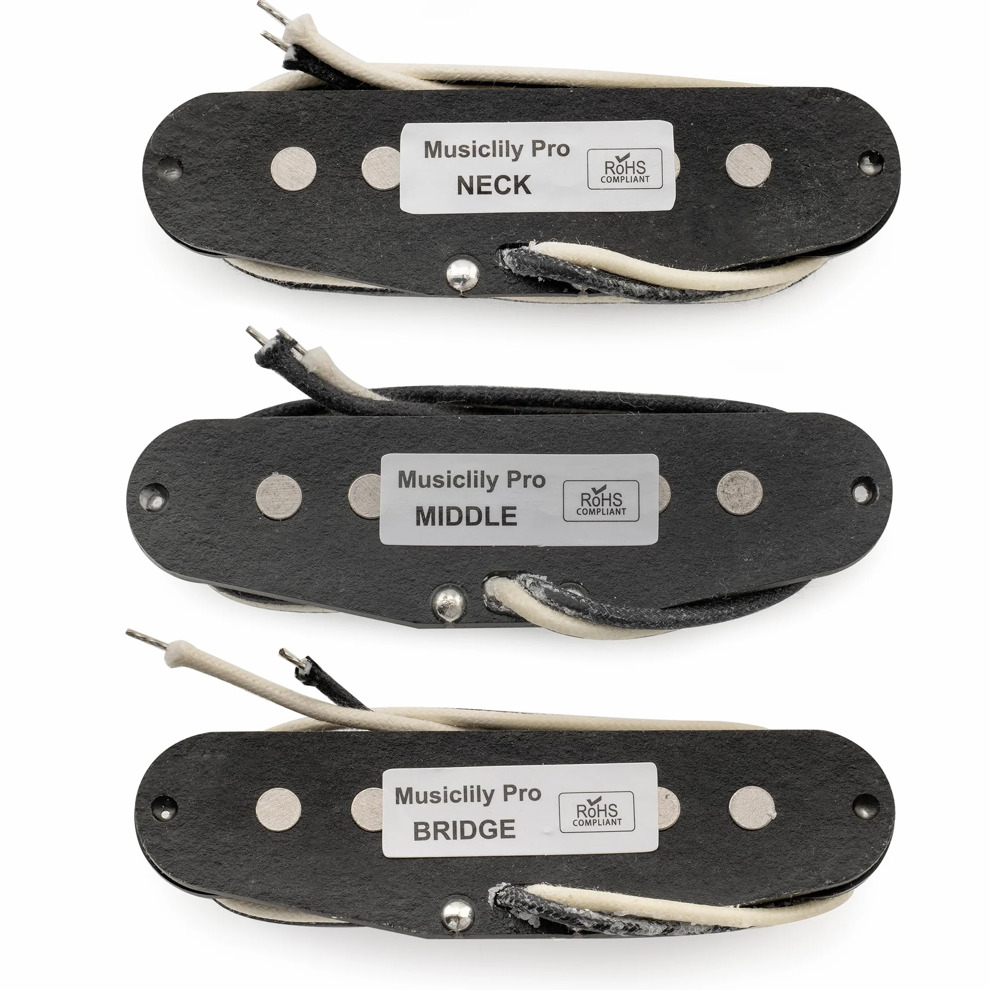 Musiclily Pro ST-50S Staggered Alnico 5 Single Coil Pickups Set do Gitary Elektrycznej Strat Czarny
