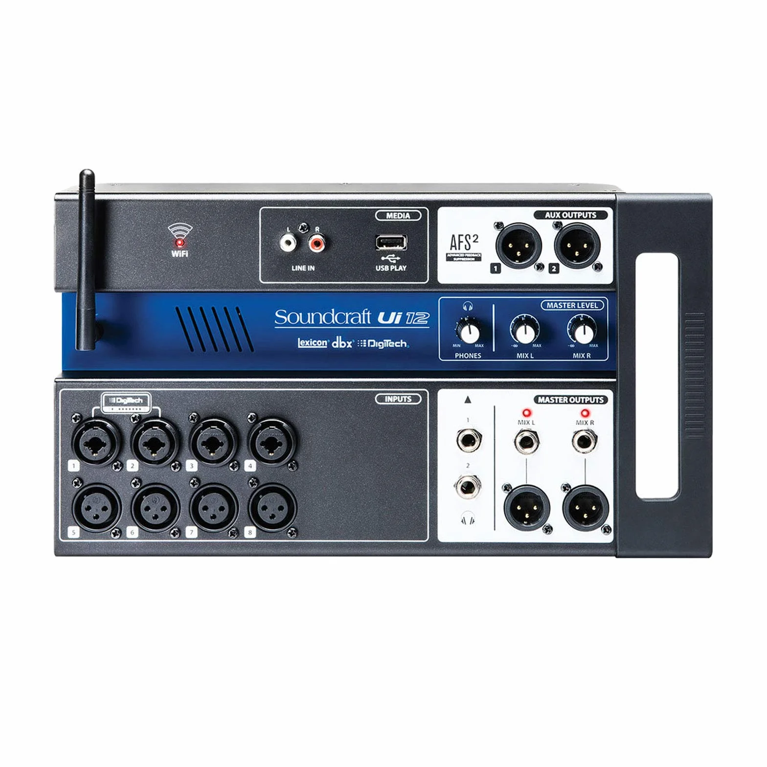 Soundcraft Ui12 mikser cyfrowy z 12 kanałami i pilotem zdalnego sterowania, czarny kanał 12 12 kanałów, czarny