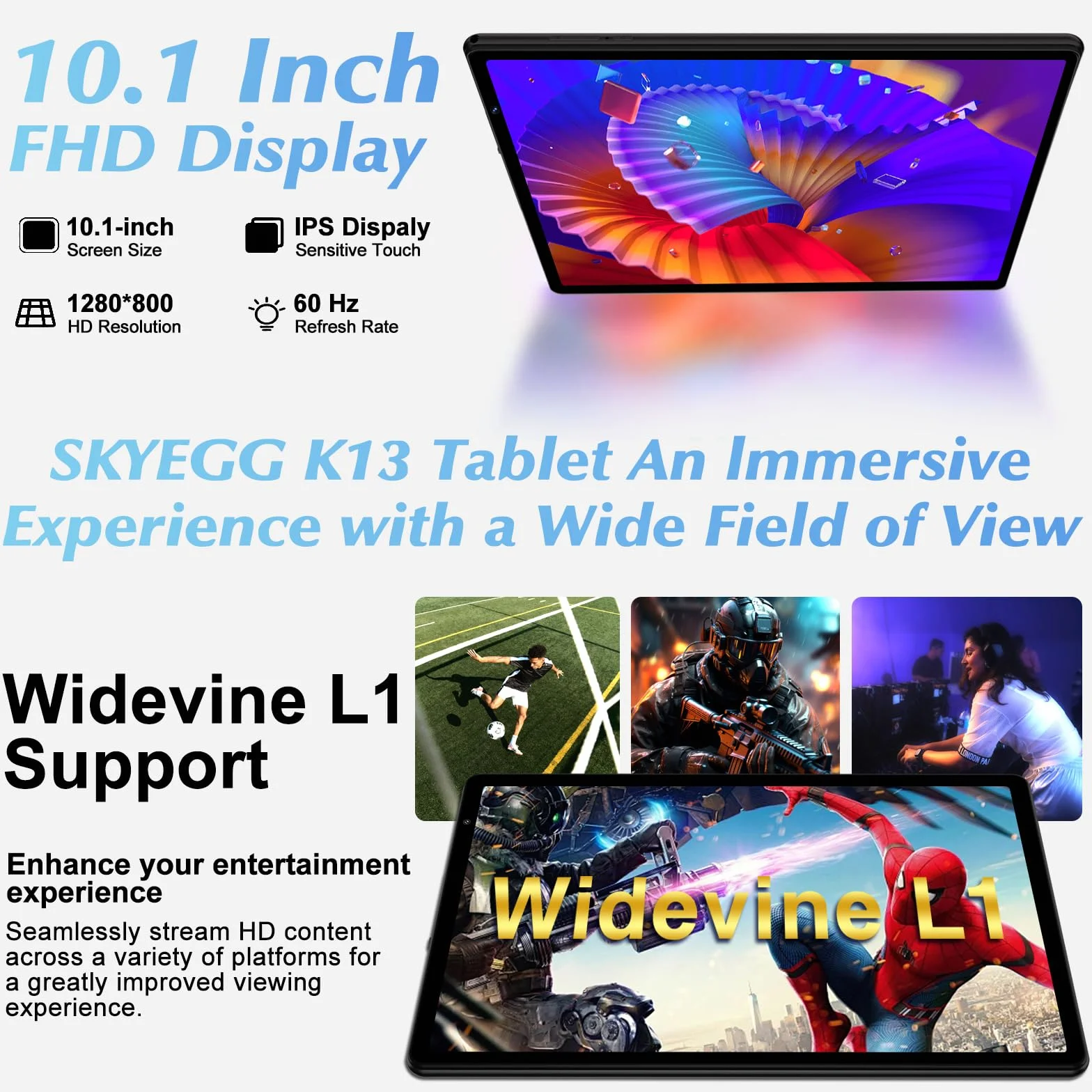 Tablet Android 14 z 5G Wi-Fi 6, 20 GB RAM + 128 GB ROM (z Możliwością Rozszerzenia do 1TB), Widevine L1, 8 Rdzeni, 5MP + 8MP, 6000 mAh, 10-Calowy Tablet z Klawiaturą + Myszą i Etui, Czarny
