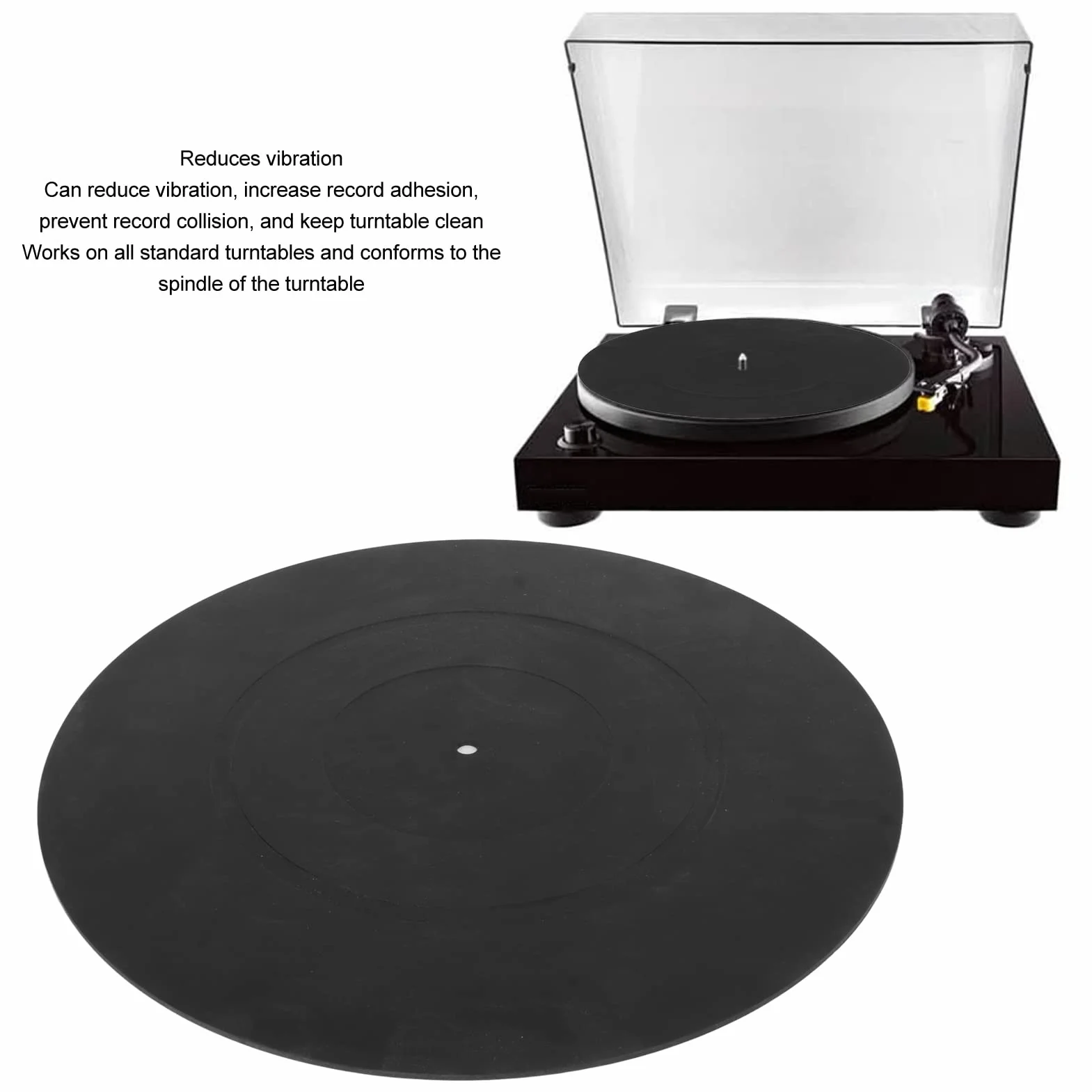 Gramofon Slipmat, 12-calowa Gumowa Mata Antystatyczna, Antywibracyjna, Miękka Gumowa Podkładka Gramofonowa, do Gramofonu Gramofonowego, Czarna