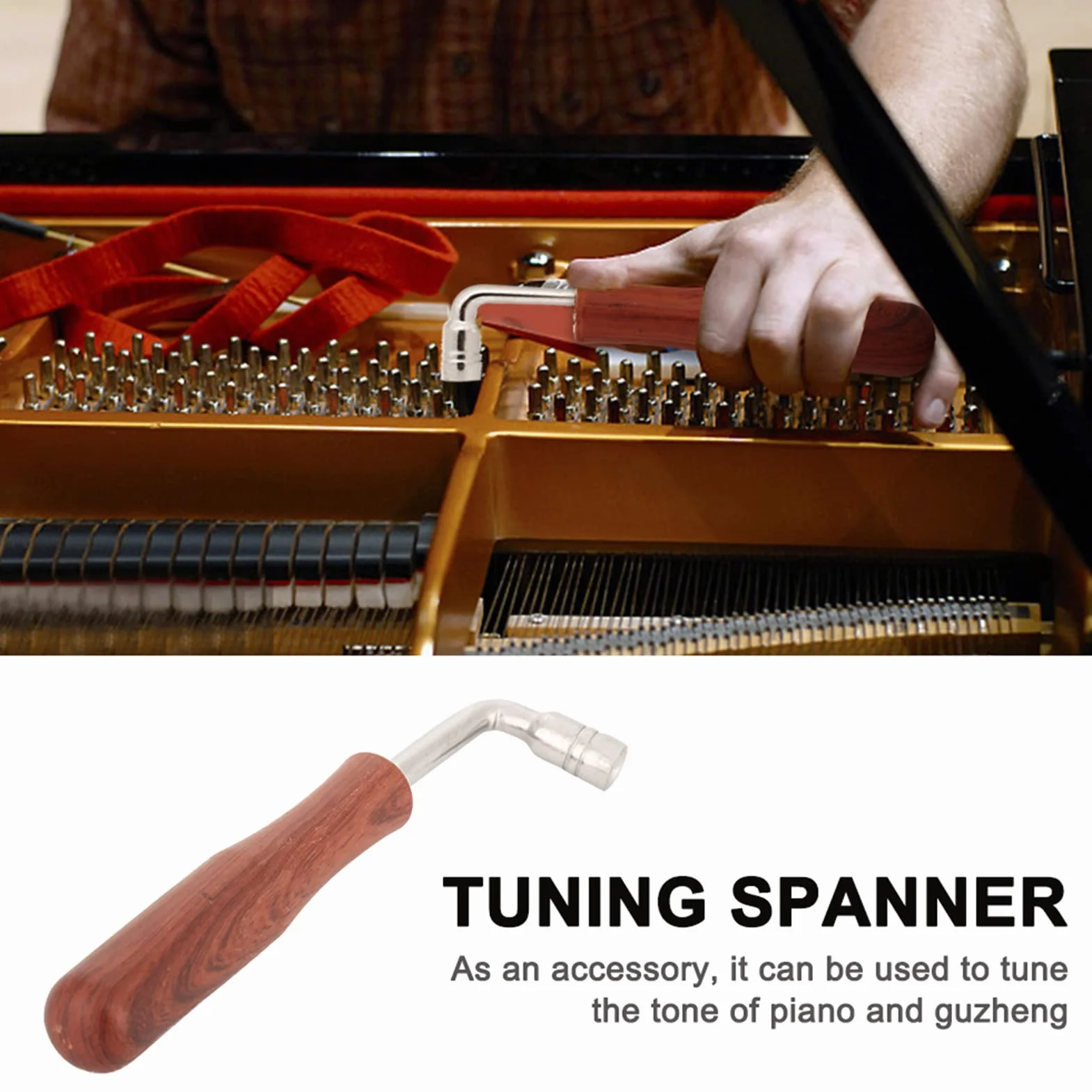 Alomejor Piano Tuning młotek sznur klucz tuningowy kształt L wewnętrzny 4 narożniki design uchwyt pianino Tuning młotek zestaw bezgłośny 1 szt.