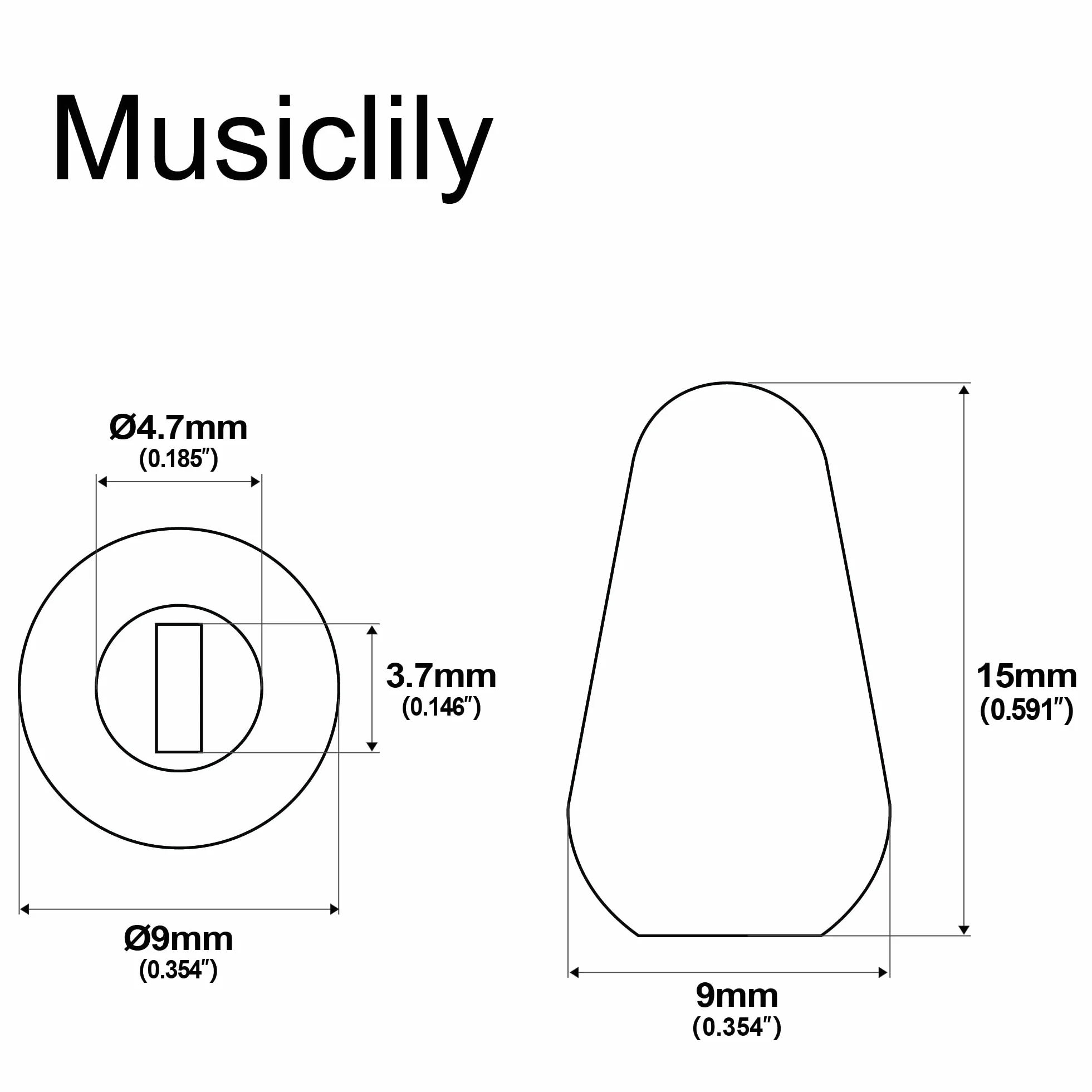 Musiclily Metryczna Główka Przełącznika 5 Pozycyjnego Nakładka Nasadka na Przełącznik do Gitary Typ Stratocaster,Kremowy (5 szt.)