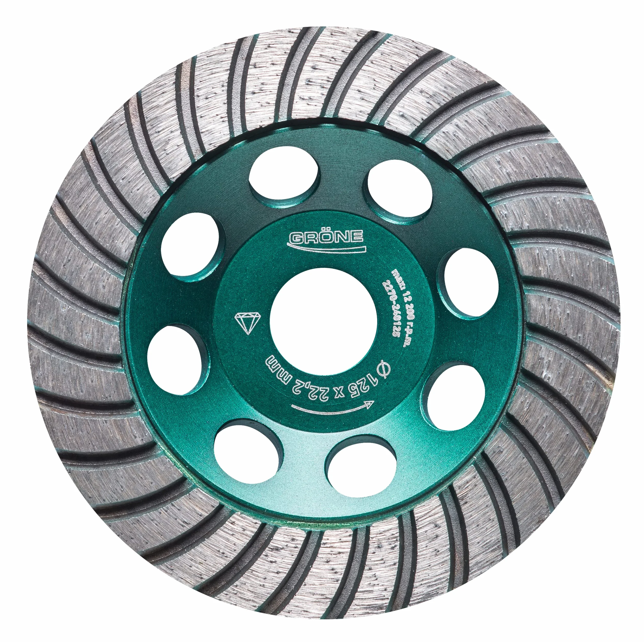 Stalowa tarcza garnkowa Turbo – nie przegrzewa się – uniwersalne zastosowanie – bardzo wytrzymała – powlekana diamentowo – 125 x 22,23 mm