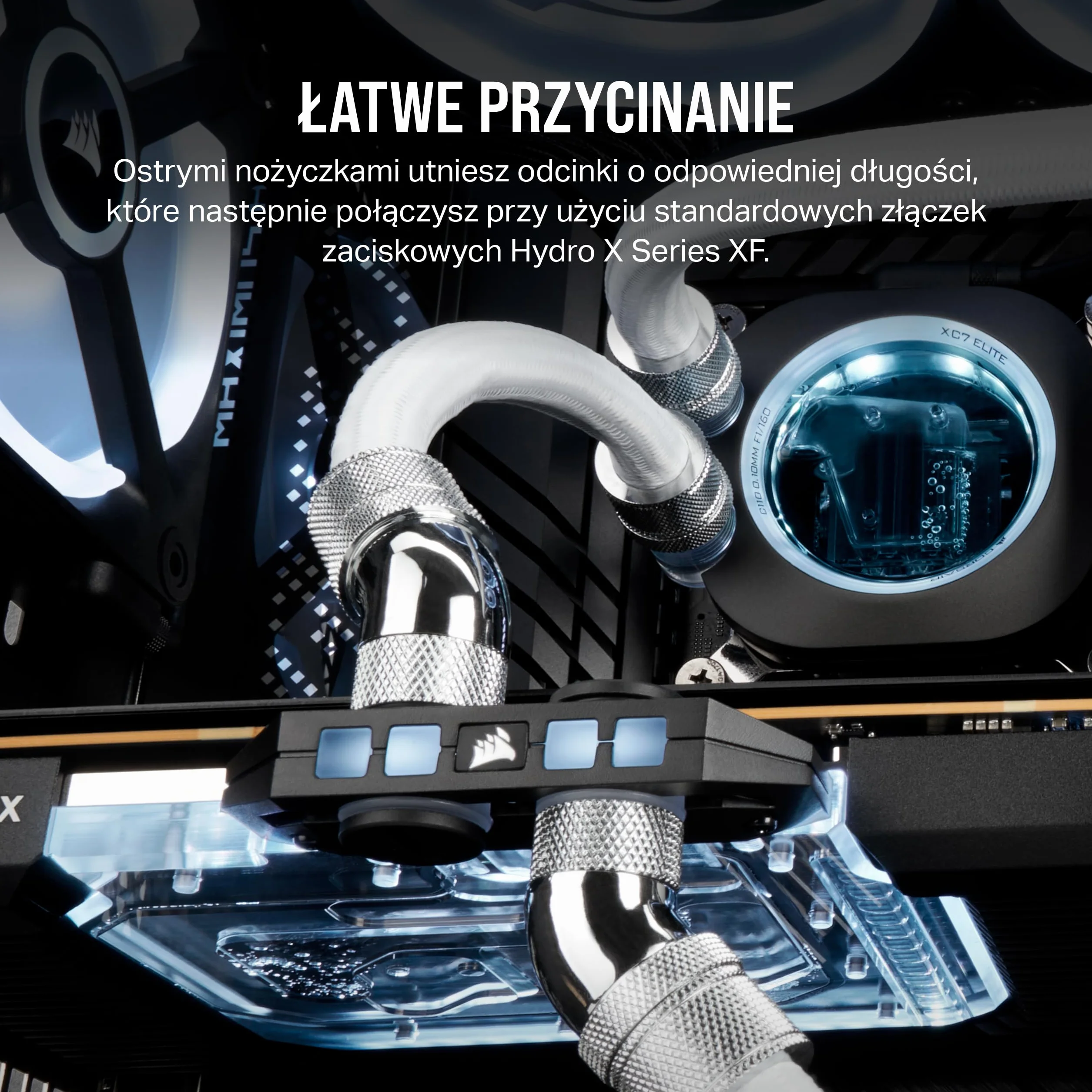 CORSAIR Hydro X Series XT Softline Wąż pokryty siatką - Łatwe przycinanie - Trwała guma EPDM - Biały