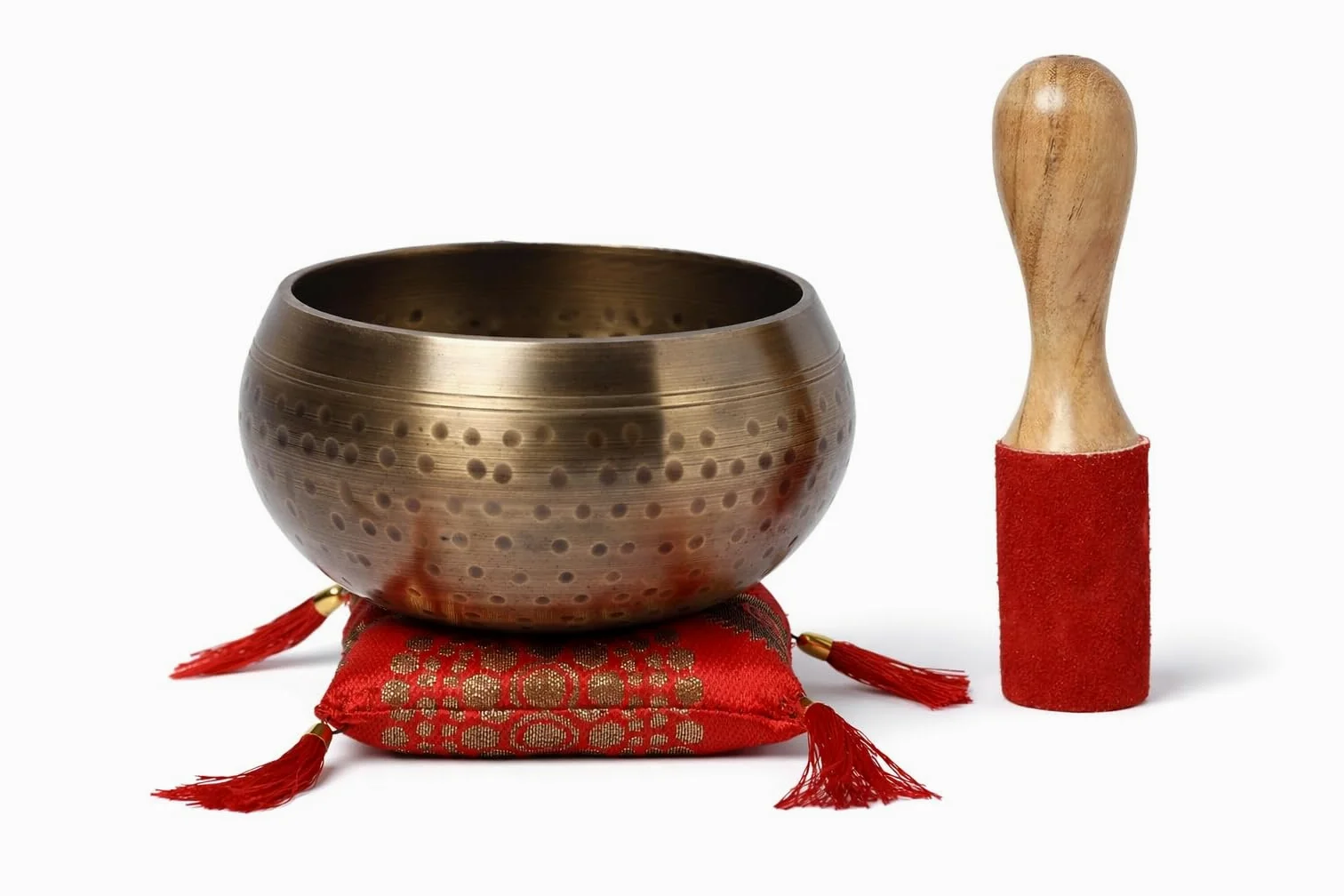 Ręcznie młotkowane tybetańskie miski dźwiękowe zestaw instrument muzyczny do medytacji z patyczkiem i poduszką (rozmiar miski - 10 cm)