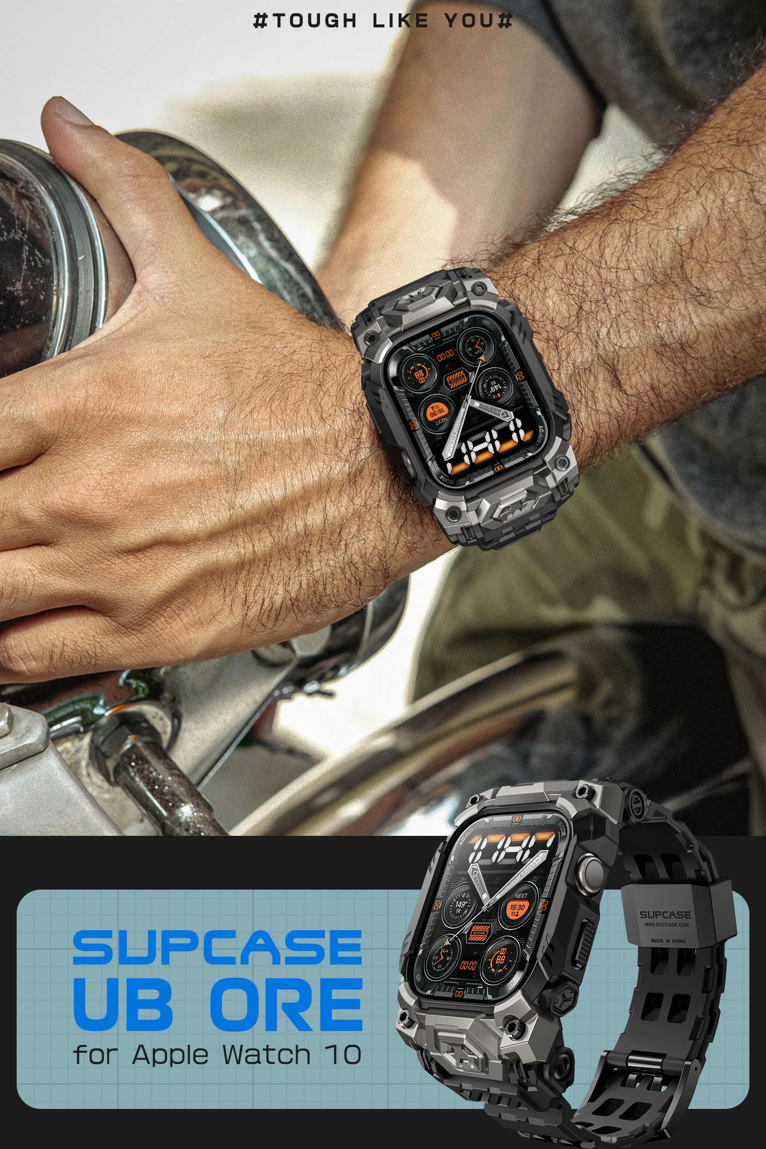 SUPCASE Etui do Apple Watch 11/10 46 mm z paskiem (ruda żuka jednorożca), [odporne na zarysowania] [ochrona klasy wojskowej] wytrzymałe sportowe męskie etui ochronne z regulowanym paskiem