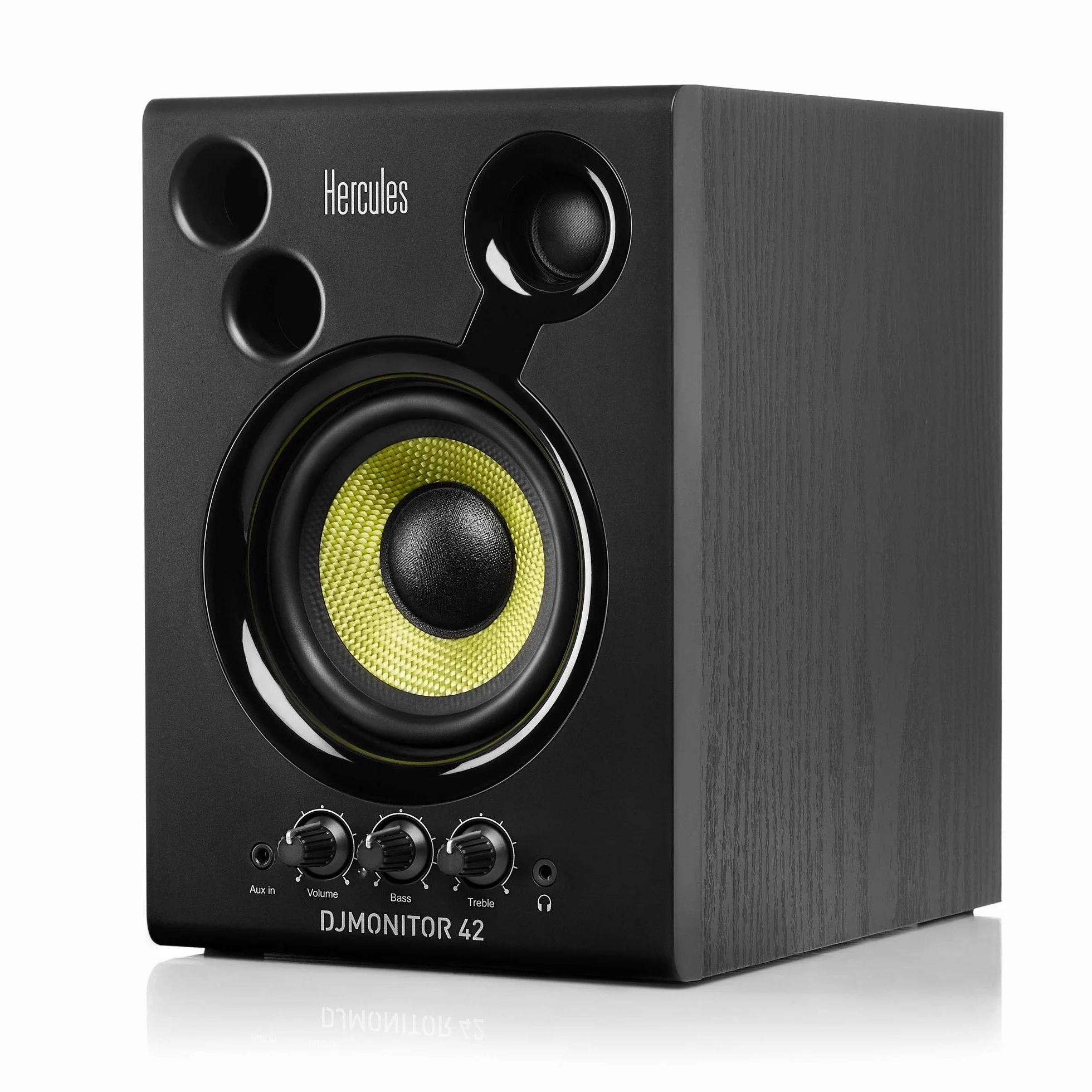 Hercules DJMonitor 42 – Aktywne głośniki DJ z 4-calowym wooferem, 80 W mocy, precyzyjnym dźwiękiem i systemem Bass-Reflex, idealne dla DJ-ów i miłośników muzyki