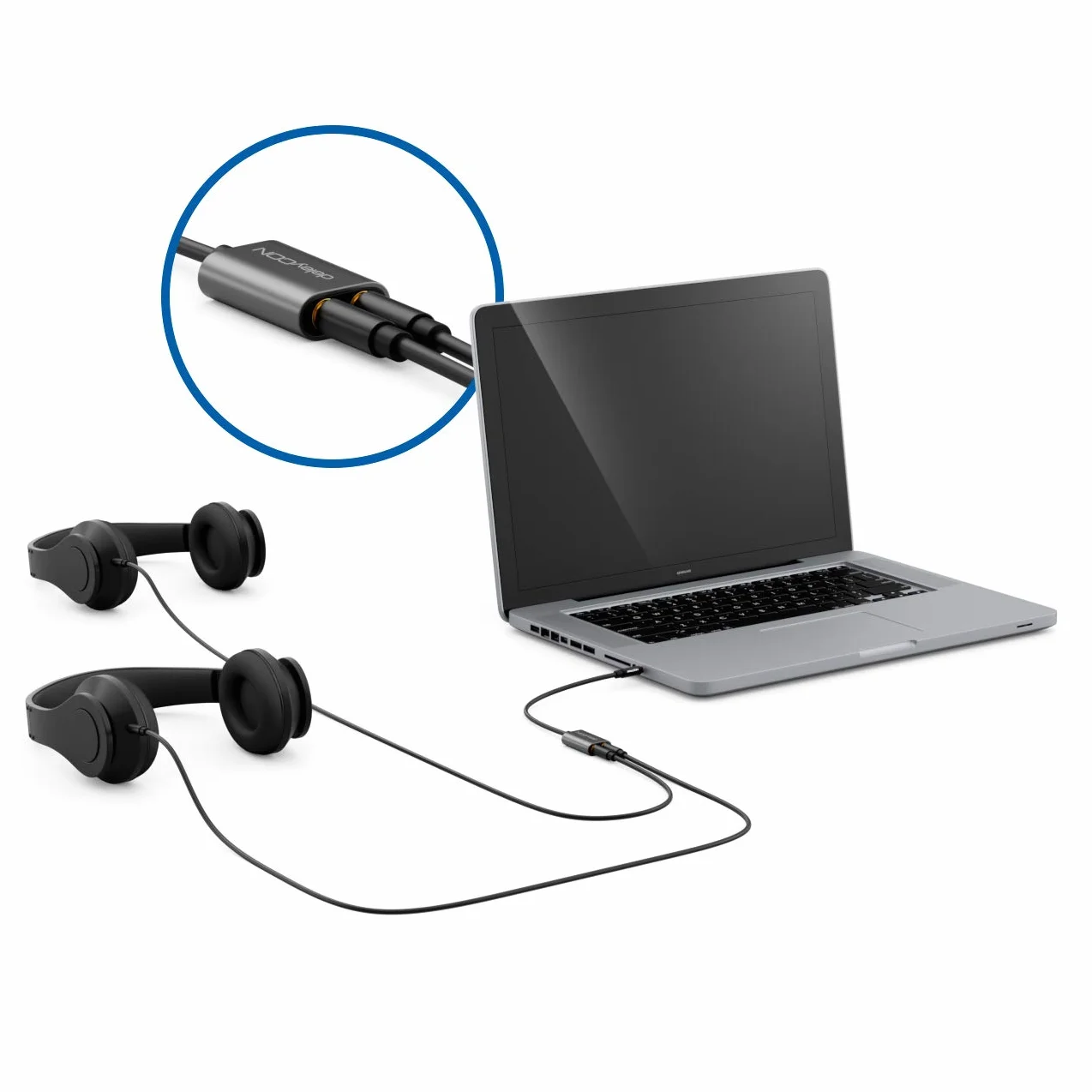 deleyCON 1x 3,5mm jack splitter audio stereo AUX adapter kabel kabel jack kabel audio metalowa wtyczka telefon komórkowy smartfon tablet słuchawki odbiornik HiFi