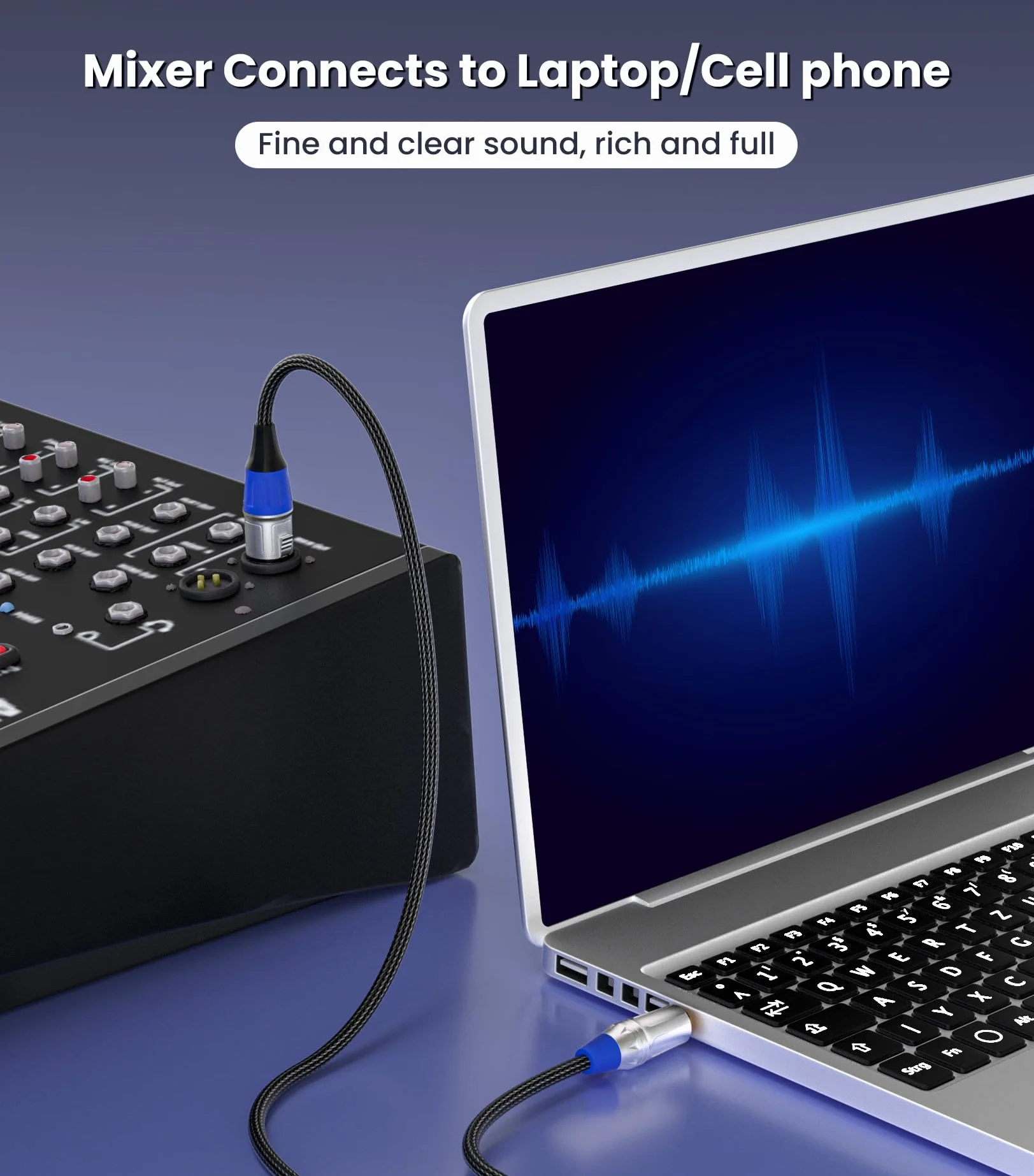 Tisino Kabel mikrofonowy XLR do 3,5 mm Mini Jack, nylonowy oplot niezrównoważony XLR żeński do mikrofonu 1/8" do kamer, aparatów DSLR, komputera rejestrującego i więcej - 3 m