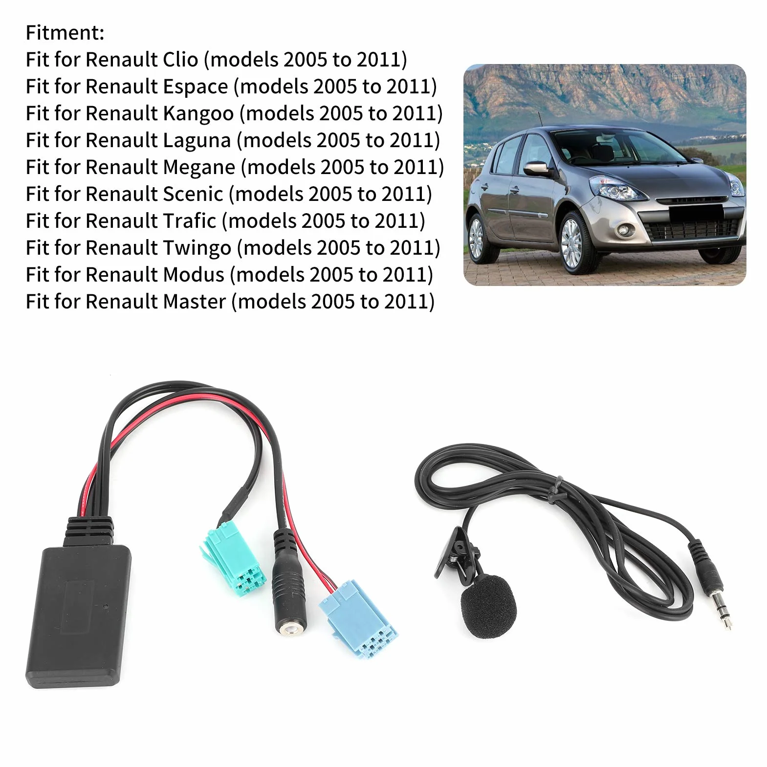 6Pin Kabel Audio Bluetooth Samochodowe Stereo AUX-IN Adapter Kabel Audio Bluetooth DC12V z Mikrofonem do Espace