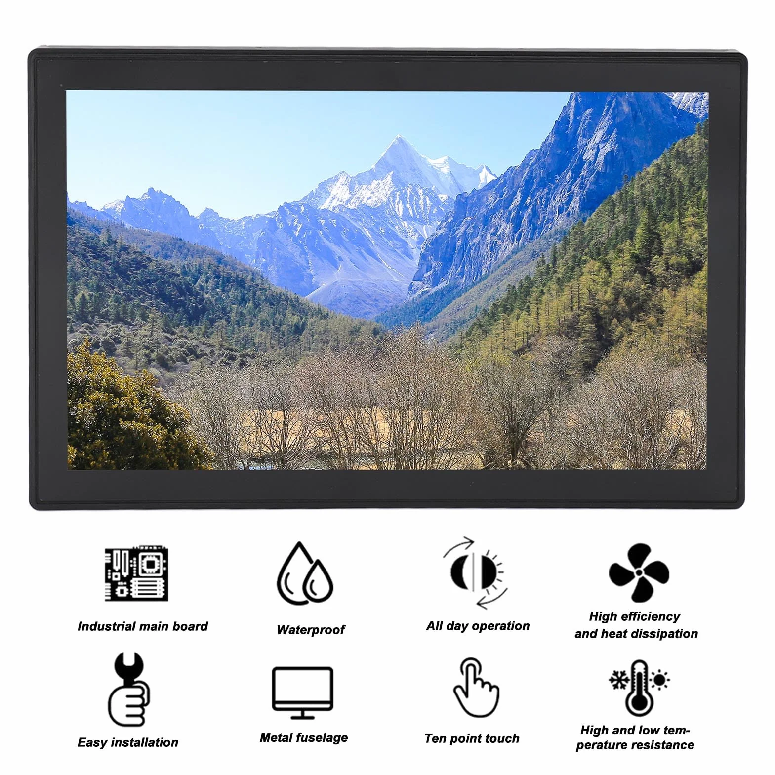 15,6-calowy 10-punktowy Wyświetlacz Dotykowy z otwartą ramą, Przemysłowy Monitor z Ekranem Dotykowym PCAP, Port VGA+HDMI+USB – 16:9 – IP65 Wodoodporny 1920 X 1080, Przemysłowy
