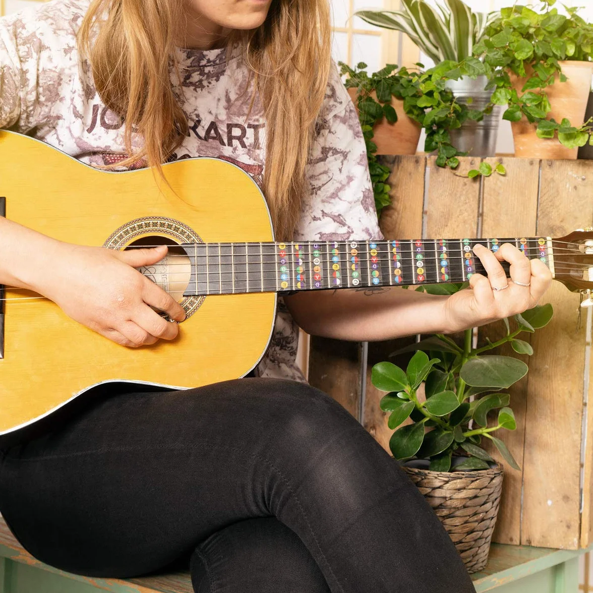 kwmobile Naklejka gitarowa - Naklejka gitarowa dla początkujących - nauka notatek dla dzieci i dorosłych - akustyczna gitara elektryczna
