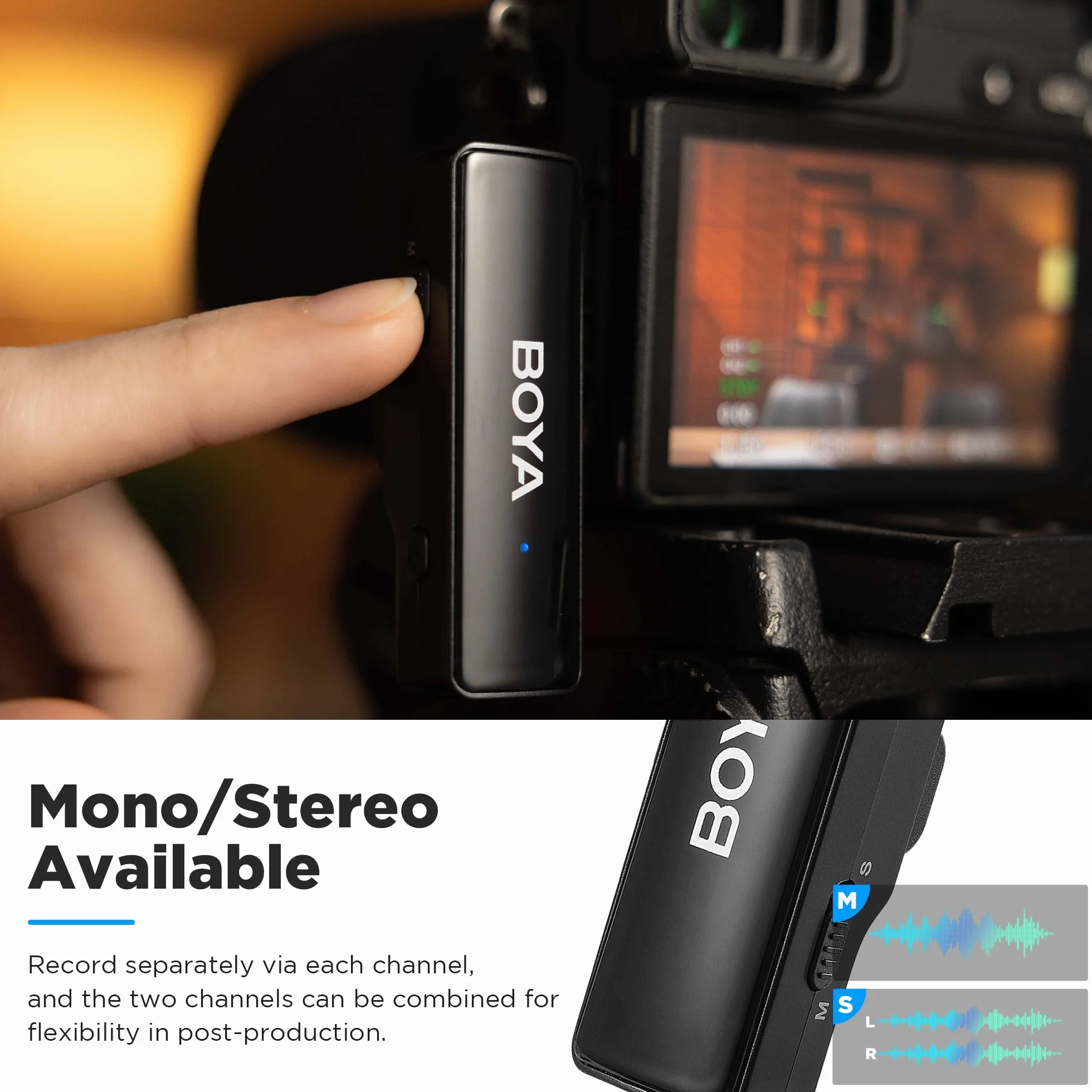 Boya BOYALINK Bezprzewodowy, dwukanałowy system mikrofonu wtykowego Lavalier, 2,4 GHz do smartfonów, lustrzanek cyfrowych, kamkorderów, tabletów, do filmów YouTube, vlogów, podcastów, Facebook, Tiktok