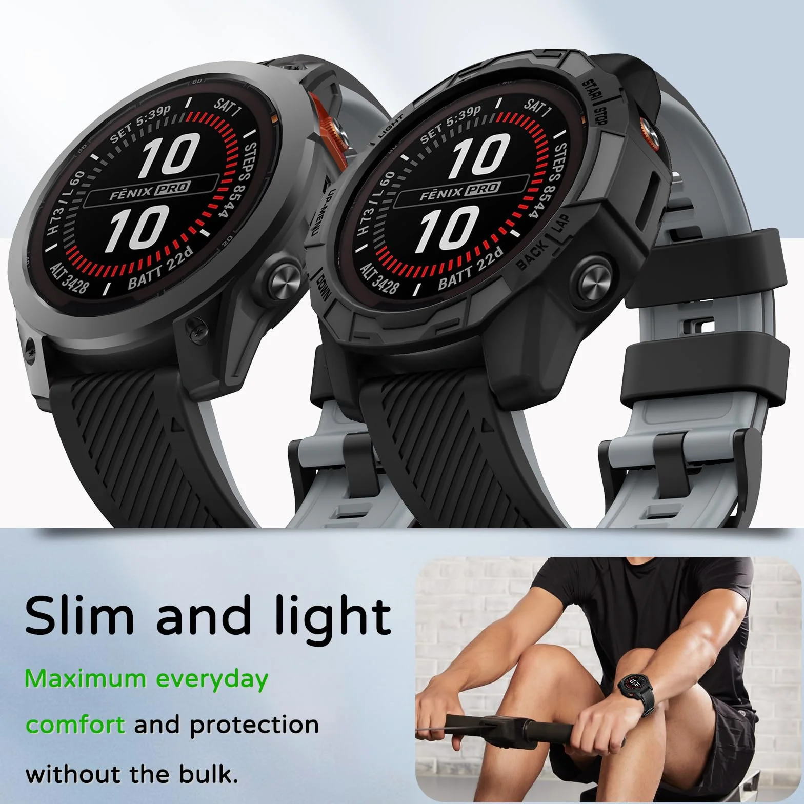 Etui ochronne do Garmin Fenix 7X Pro/Fenix 7X/Epix Pro 51 mm, TPU etui ochronne na ramę zegarka, akcesoria