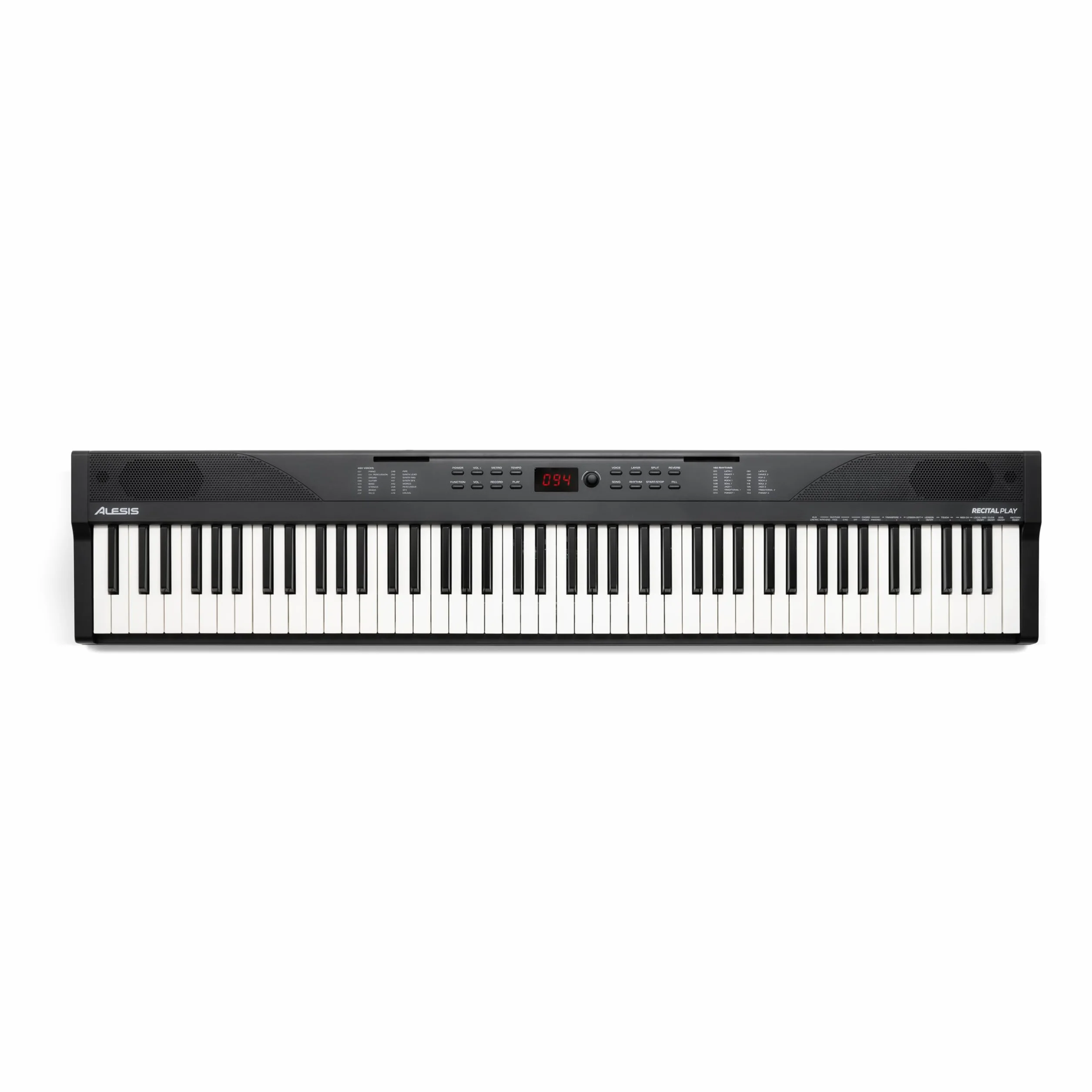 Alesis 88-klawiszowe pianino z 480 brzmieniami, głośnikami, USB MIDI, stojakiem na nuty/tablet, zasilaczem i lekcjami