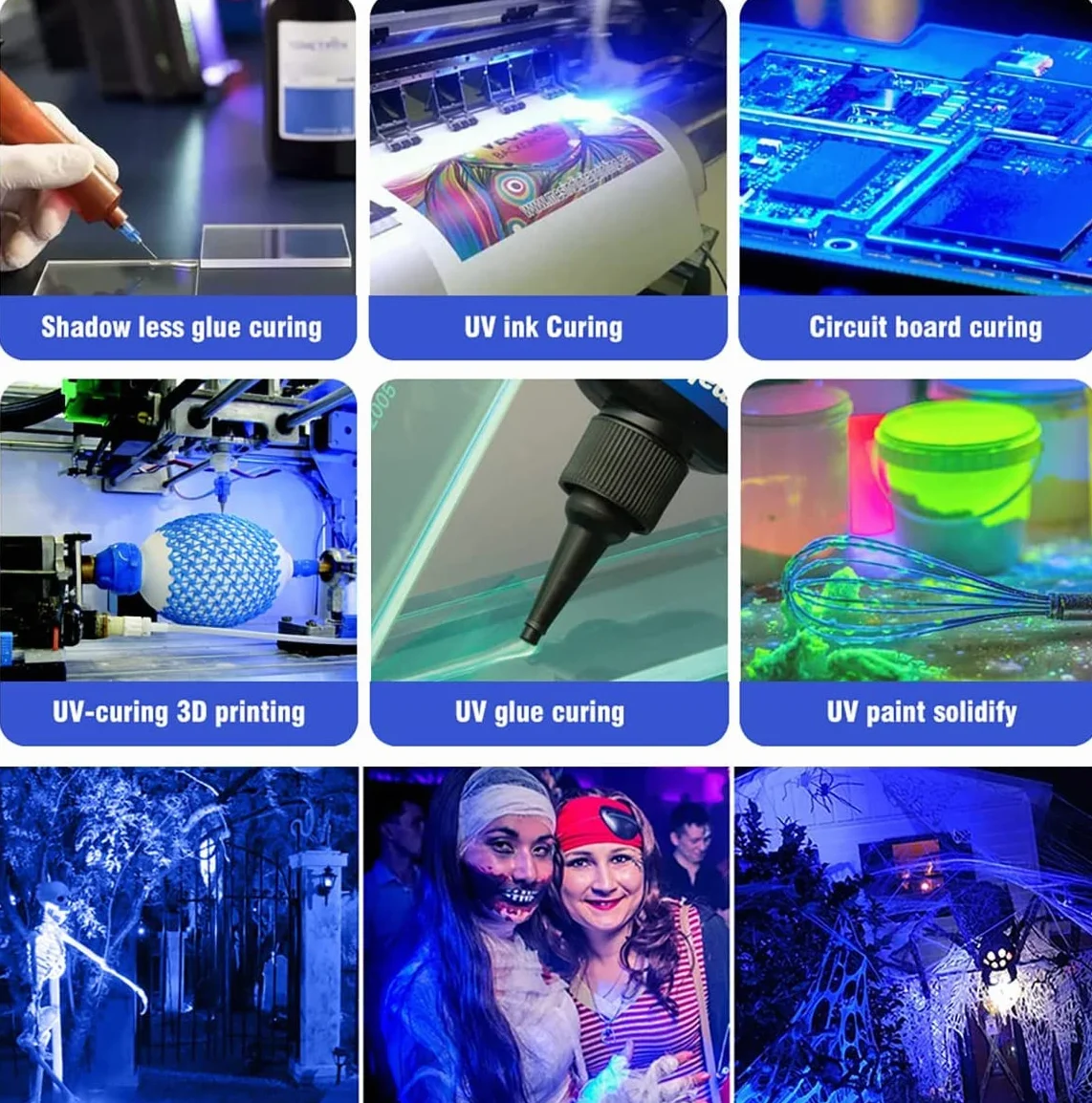 Eleganted reflektor UV 30 W LED, 365 nm, wodoodporny IP66, UV, efekt świetlny z włącznikiem ON/OFF na imprezę, DJ, scenę, kolor ciała, oświetlenie Halloween