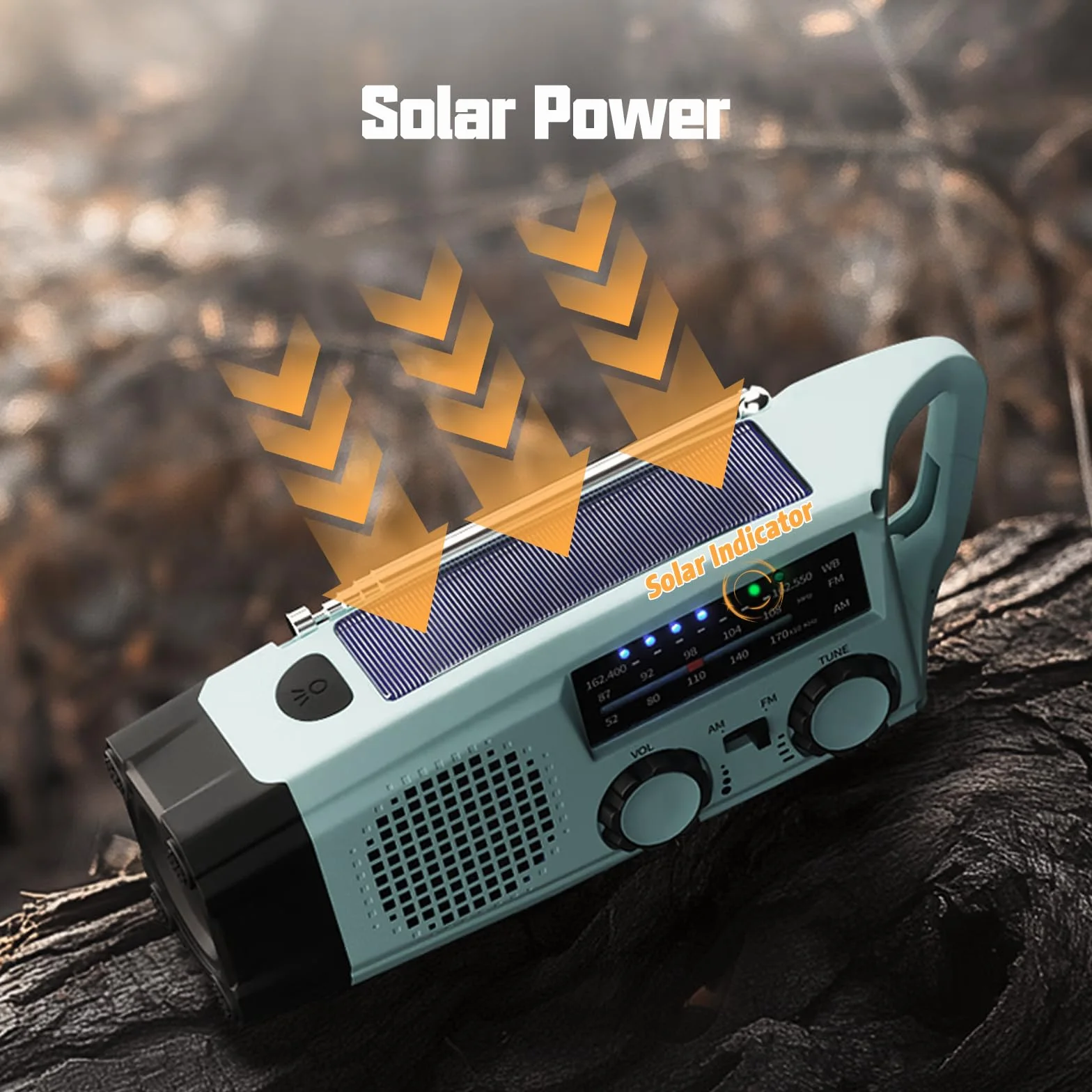Radio Awaryjne, 2000mAh Radio na Korbkę ładowarka Słoneczna Power Bank Radios USB AM/FM z Alarmem SOS Latarka Małe Radiotelefon Kieszonkowe do Użytku Wewnątrz, Zewnątrz Kempingu