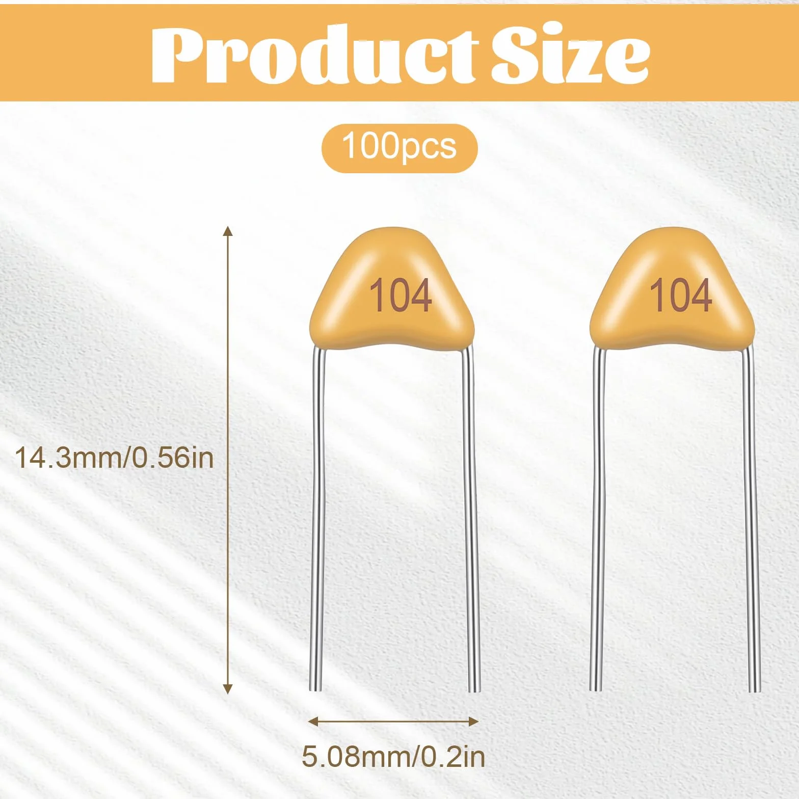 100 sztuk 0,1 µF 104 100 nF monolityczny kondensator ceramiczny, 0,1 µF 50 V, zestaw wielowarstwowych kondensatorów Monolithic Ceramic Capacitors Capacitors (5,08 mm)