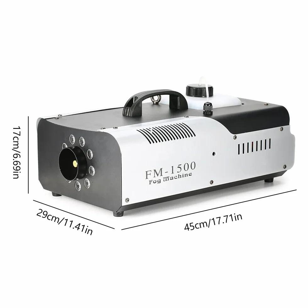 Fogger mini generator dymu LED 1500 W bezprzewodowy pilot zdalnego sterowania 18000-25000 cu.ft/min obudowa z blachy stalowej 2 l
