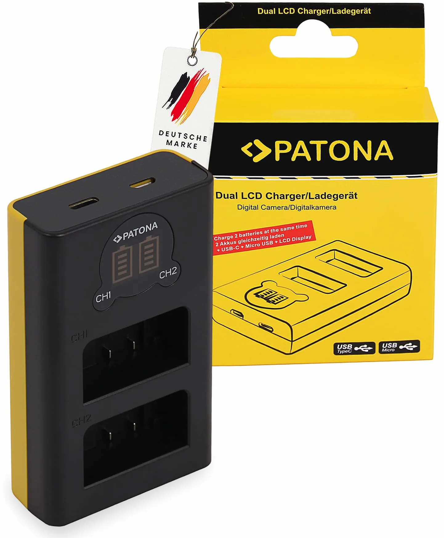 PATONA EN-EL25 EN-EL25 Ładowarka - 1911 USB Dual LCD Mini - Kompatybilna z Nikon Z50 Z fc - Zasilana przez USB-C lub Micro-USB