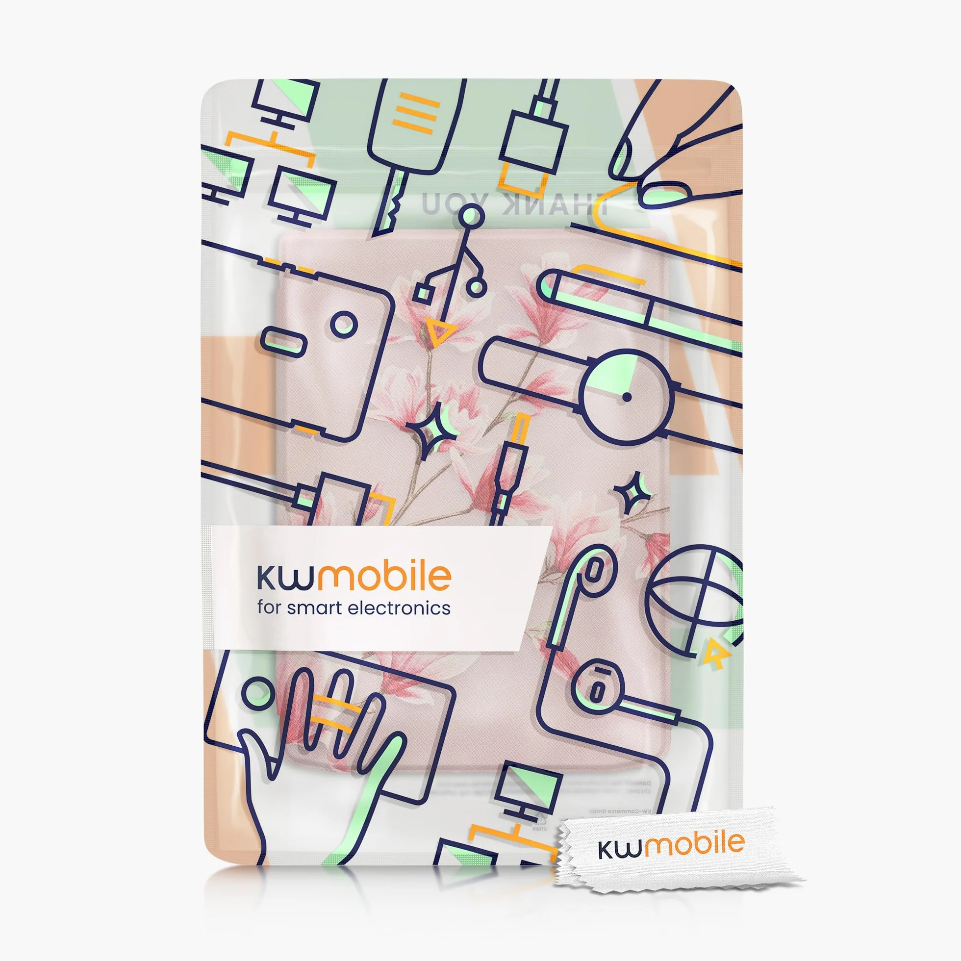 kwmobile Etui kompatybilne z Pocketbook InkPad 4 / Color 3 / Color 2 / Vivlio InkPad 4 / InkPad Color 3 etui - pokrowiec na czytnik e-booków - magnolie różowy/biały/zakurzony róż