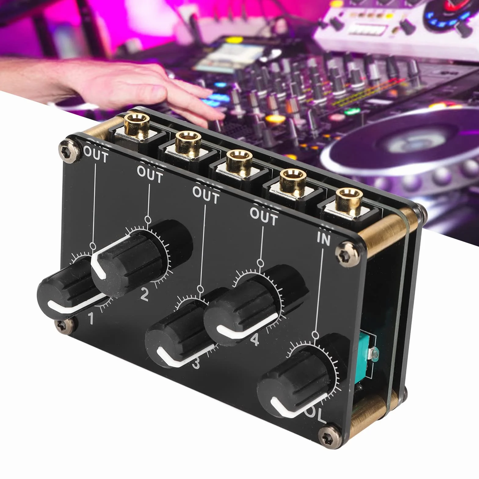 4-kanałowy Pasywny Mikser, Niskoszumowy Mini Przenośny Stereofoniczny 4-kanałowy Mikser Audio Pasywne Nagrywanie na Konsolę na żywo w Studio do Miksowania Instrumentów Odtwarzacze CD Odtwarzacze Taśm