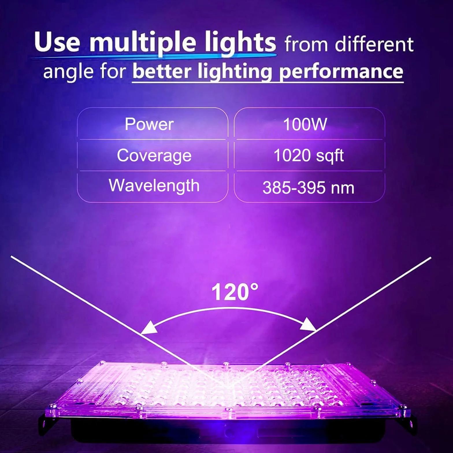 Eleganted Reflektor LED UV 100 W, czarne światło, 385-395 nm, czarne światło, z przełącznikiem, IP65, wodoszczelna lampa UV, do baru, dyskoteki, na imprezę, Halloween